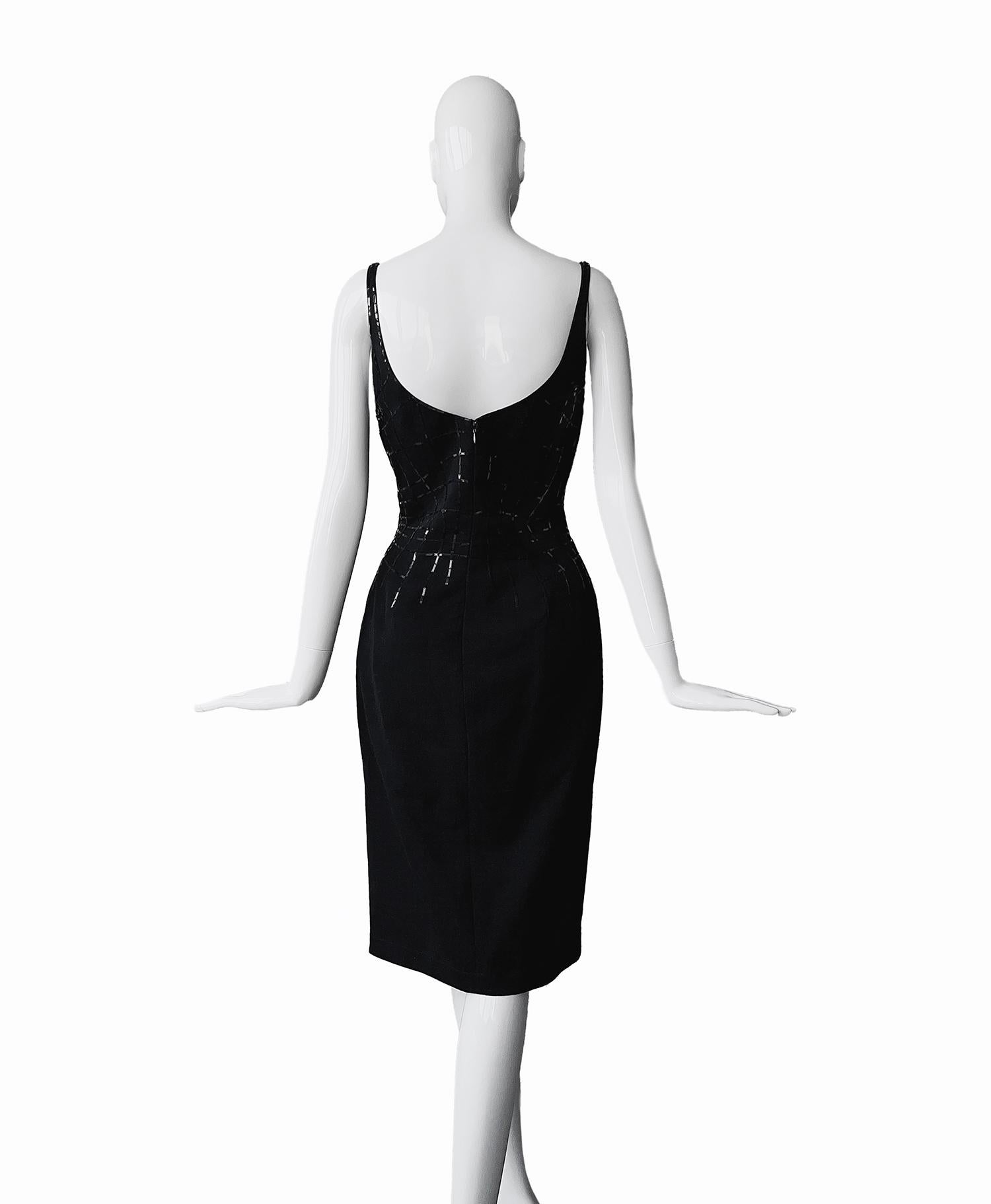 Thierry Mugler Couture Evening Dress Iconic Black Spider Web Anatomique Computer For Sale 6