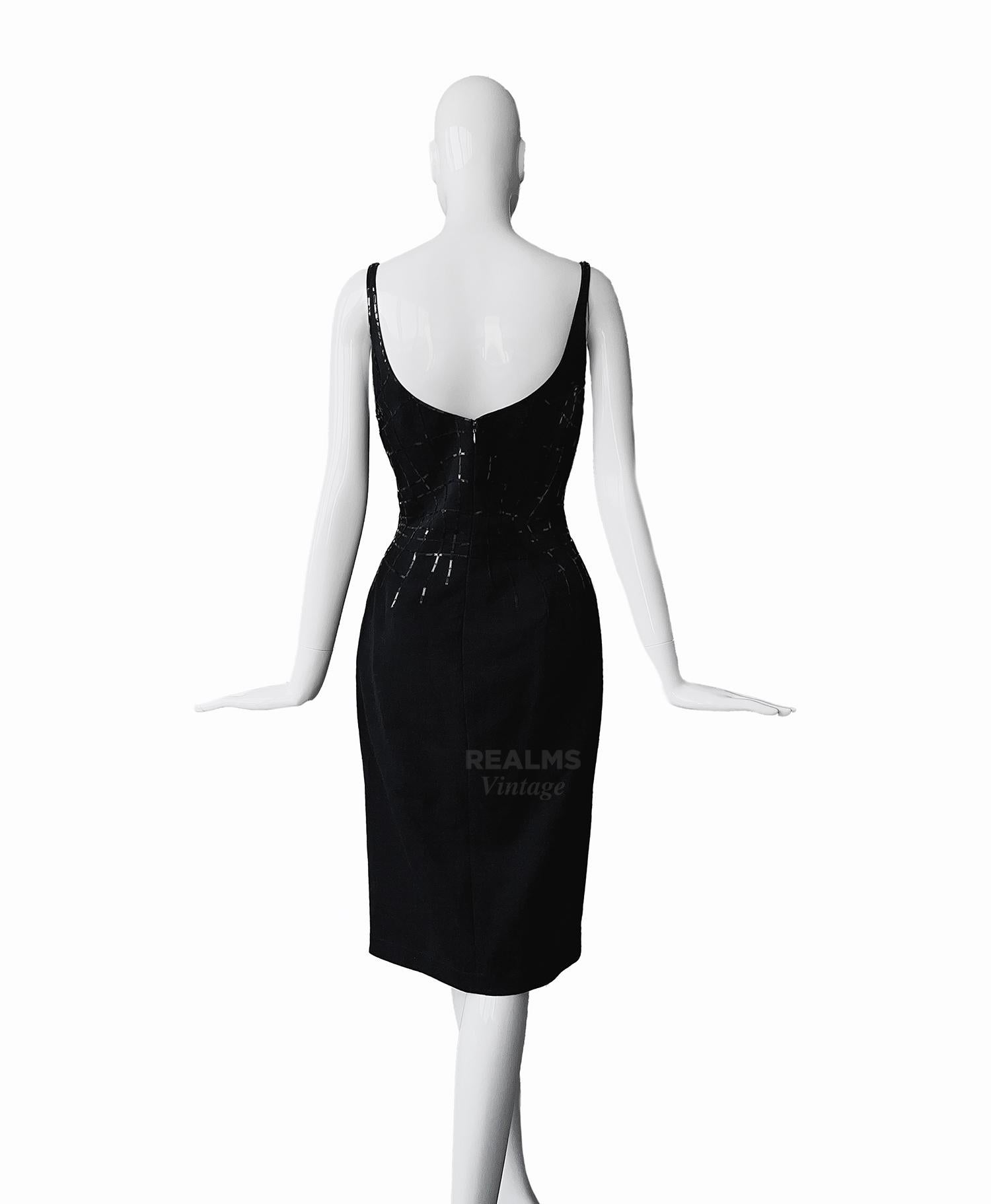 Women's Thierry Mugler Couture Evening Dress Iconic Black Spider Web Anatomique Computer For Sale