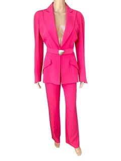 Thierry Mugler Couture F/W 2001 Runway Belted Ensemble Pant Suit 2 Piece Set