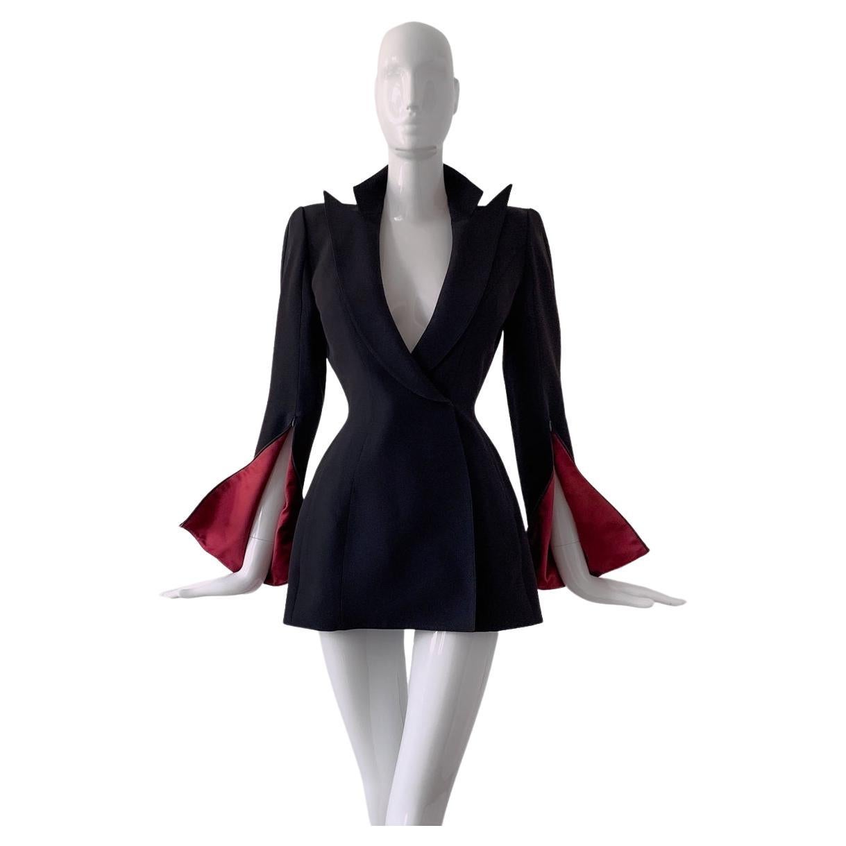 Veste Vintage Thierry Mugler Années 80 - Bleu, Taille UK 10 / FR 38, Blazer En Laine