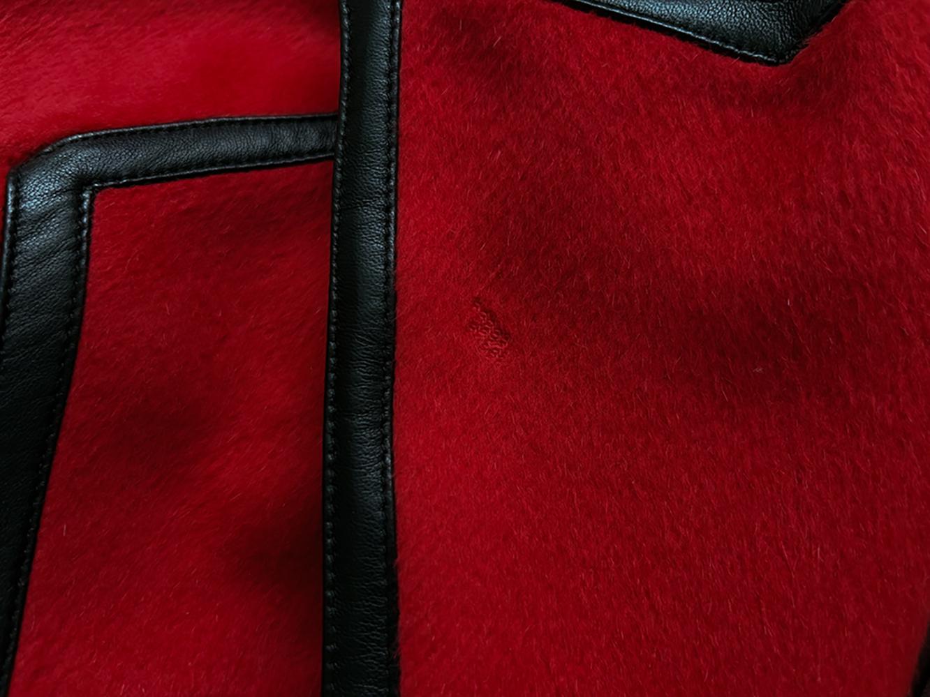 Thierry Mugler Couture FW 2001 Coat Red Black Angora Jacket Leather For Sale 13