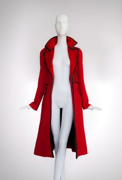 Thierry Mugler Couture FW 2001 Coat Red Black Angora Jacket Leather