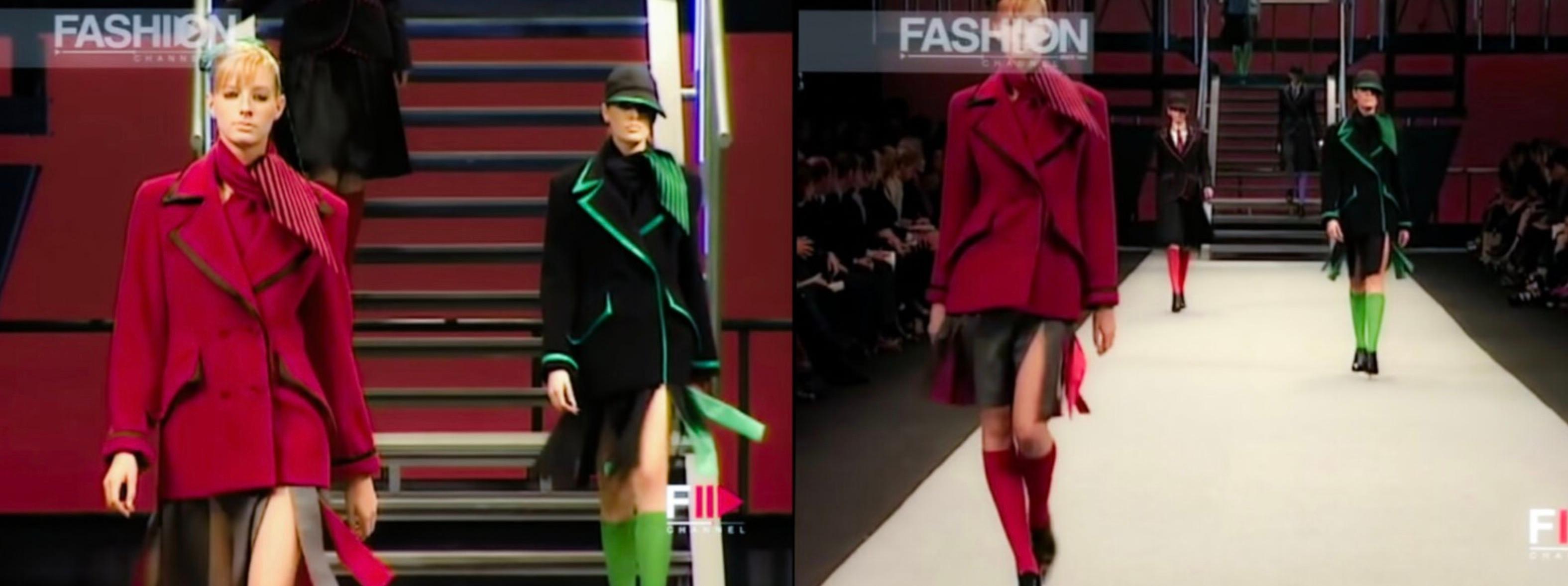 Women's Thierry Mugler Couture FW 2001 Coat Red Black Angora Jacket Leather For Sale
