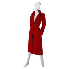 Thierry Mugler Couture FW 2001 Coat Red Black Angora Jacket Leather