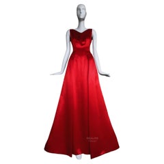  Thierry Mugler Couture FW1999 Goddess Silk Evening Gown Red Dress