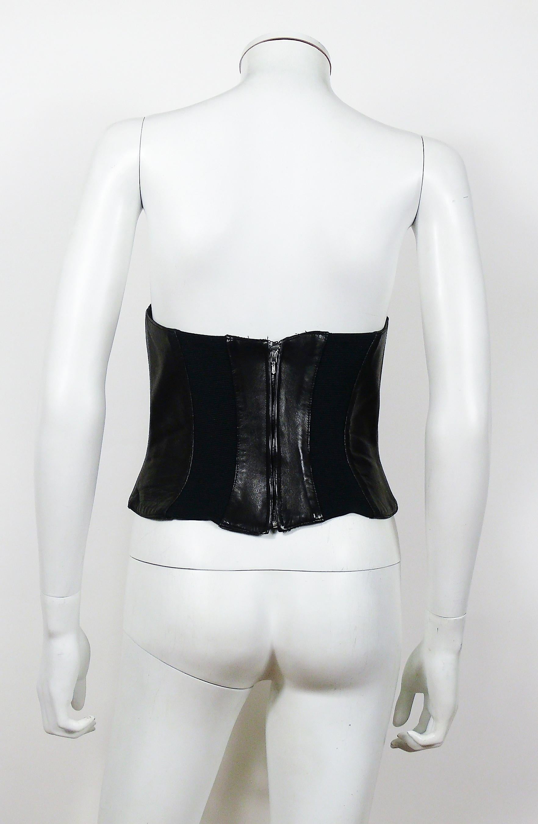 Women's Thierry Mugler Couture Iconic Vintage Black Leather Bustier Corset