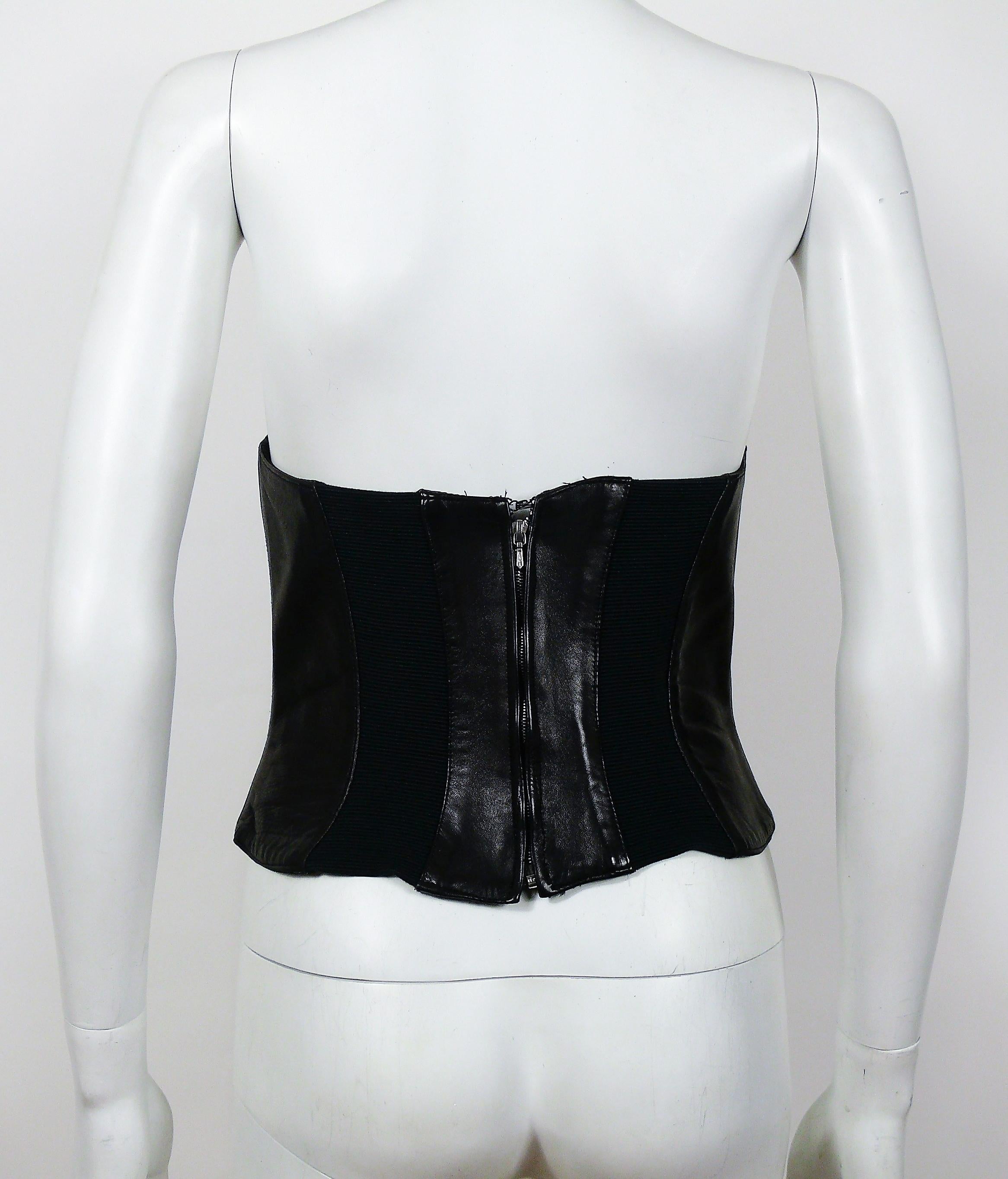 Thierry Mugler Couture Iconic Vintage Black Leather Bustier Corset 1