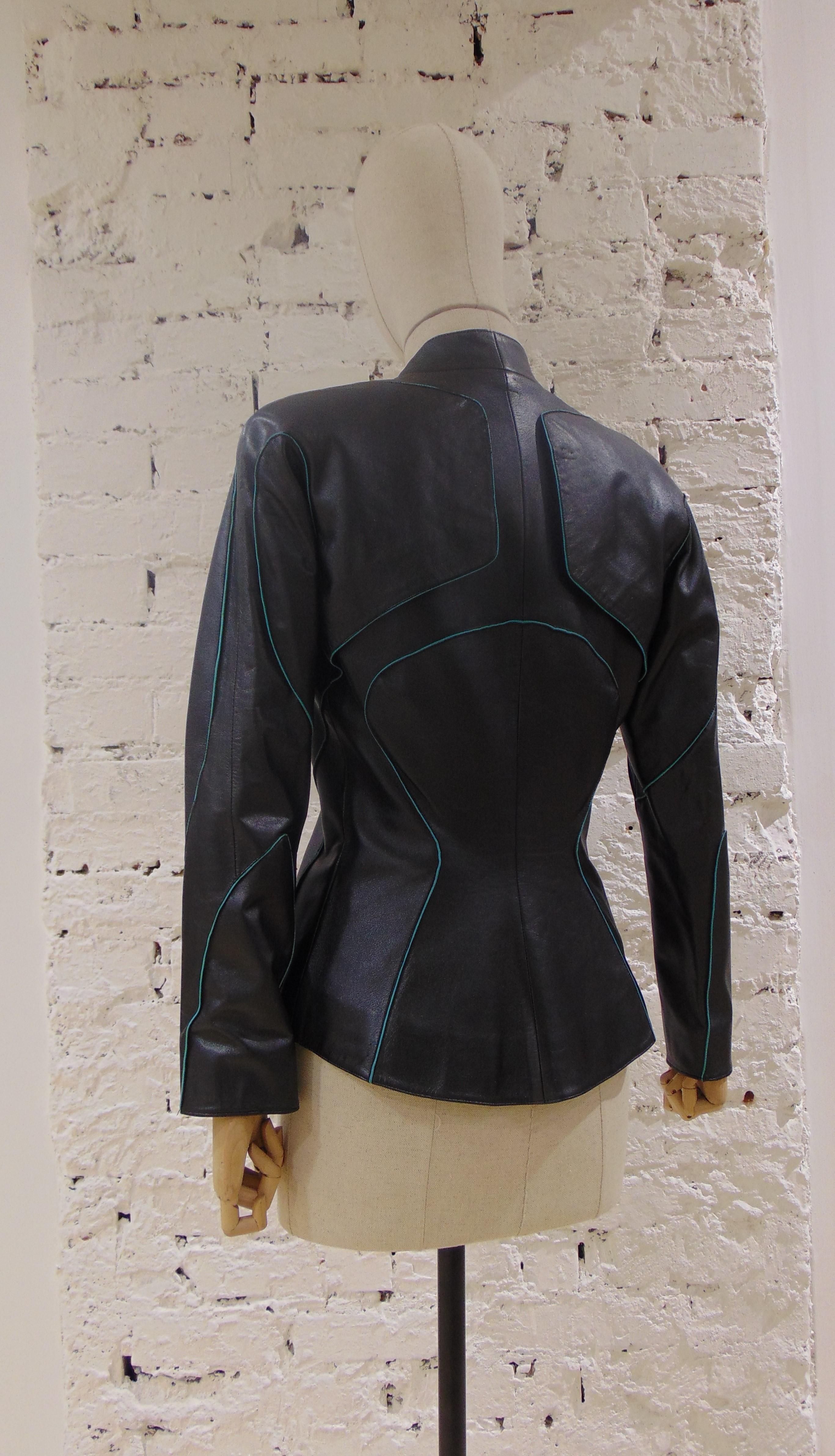 Black Thierry Mugler Couture Leather Jacket
