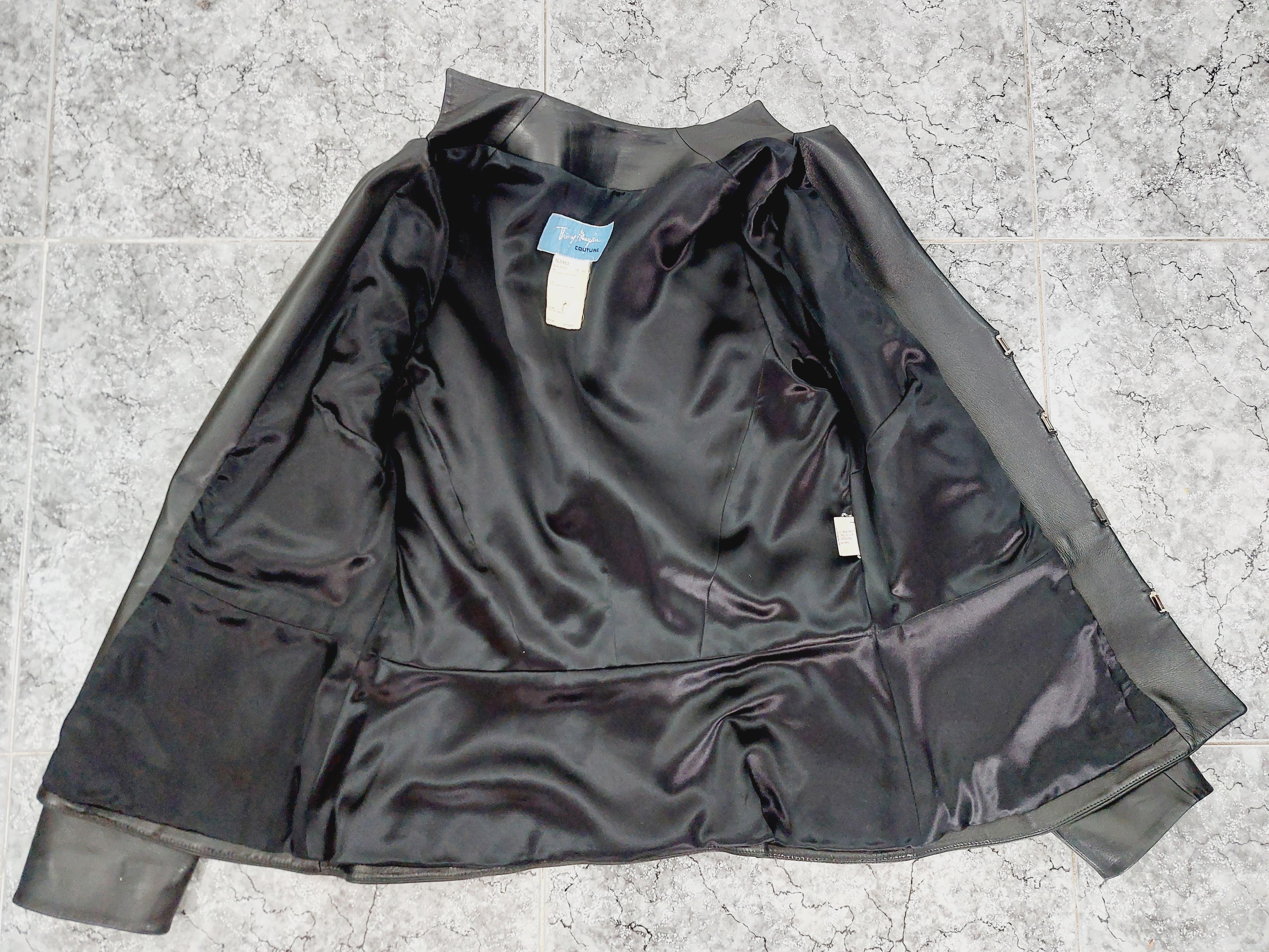 Thierry Mugler Couture Leather Lambskin Runway Motorcycle Wasp Waist Jacket For Sale 10