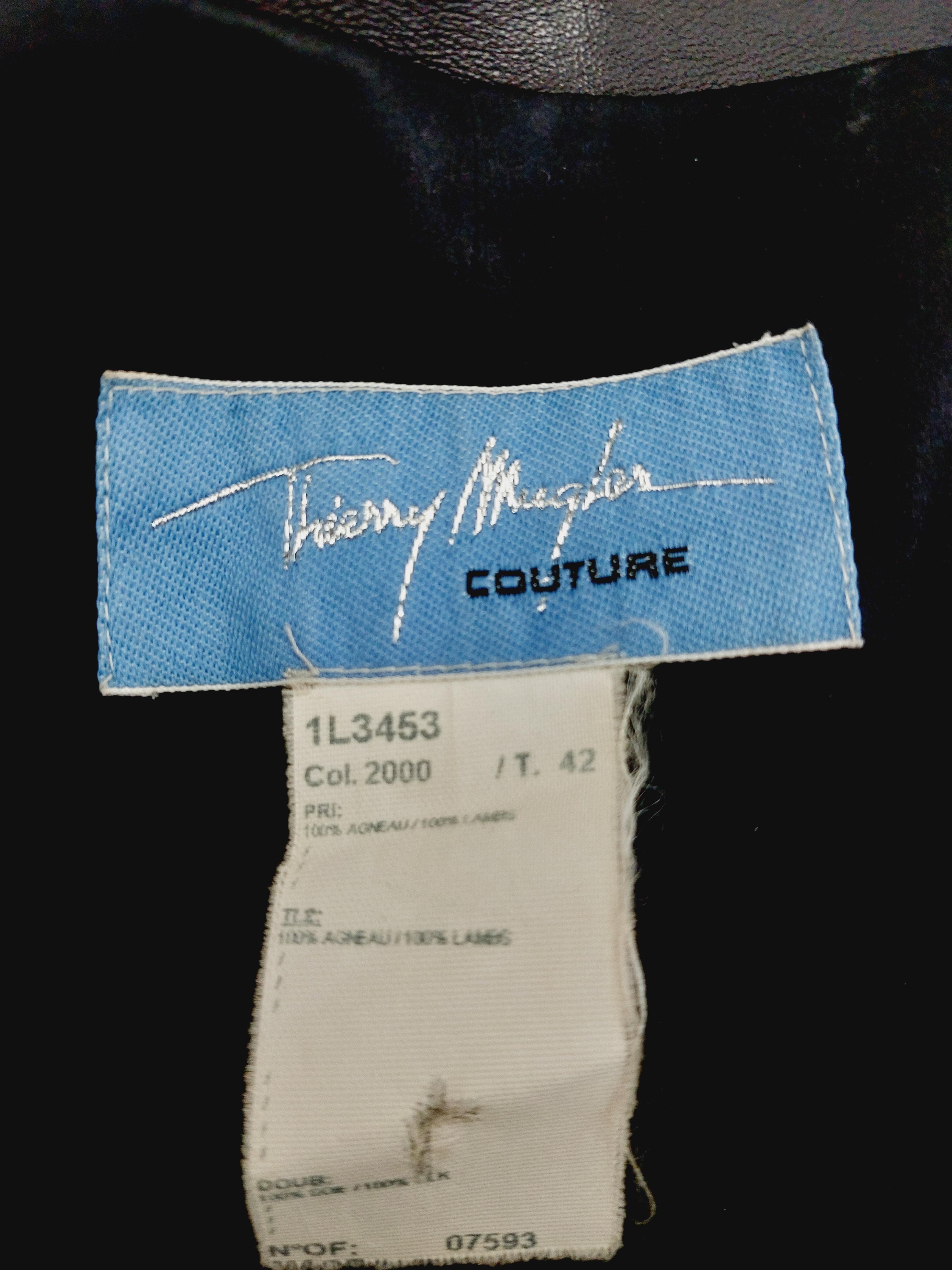 Thierry Mugler Couture - Veste de moto en cuir d'agneau pour défilé - Taille de guêpe en vente 11