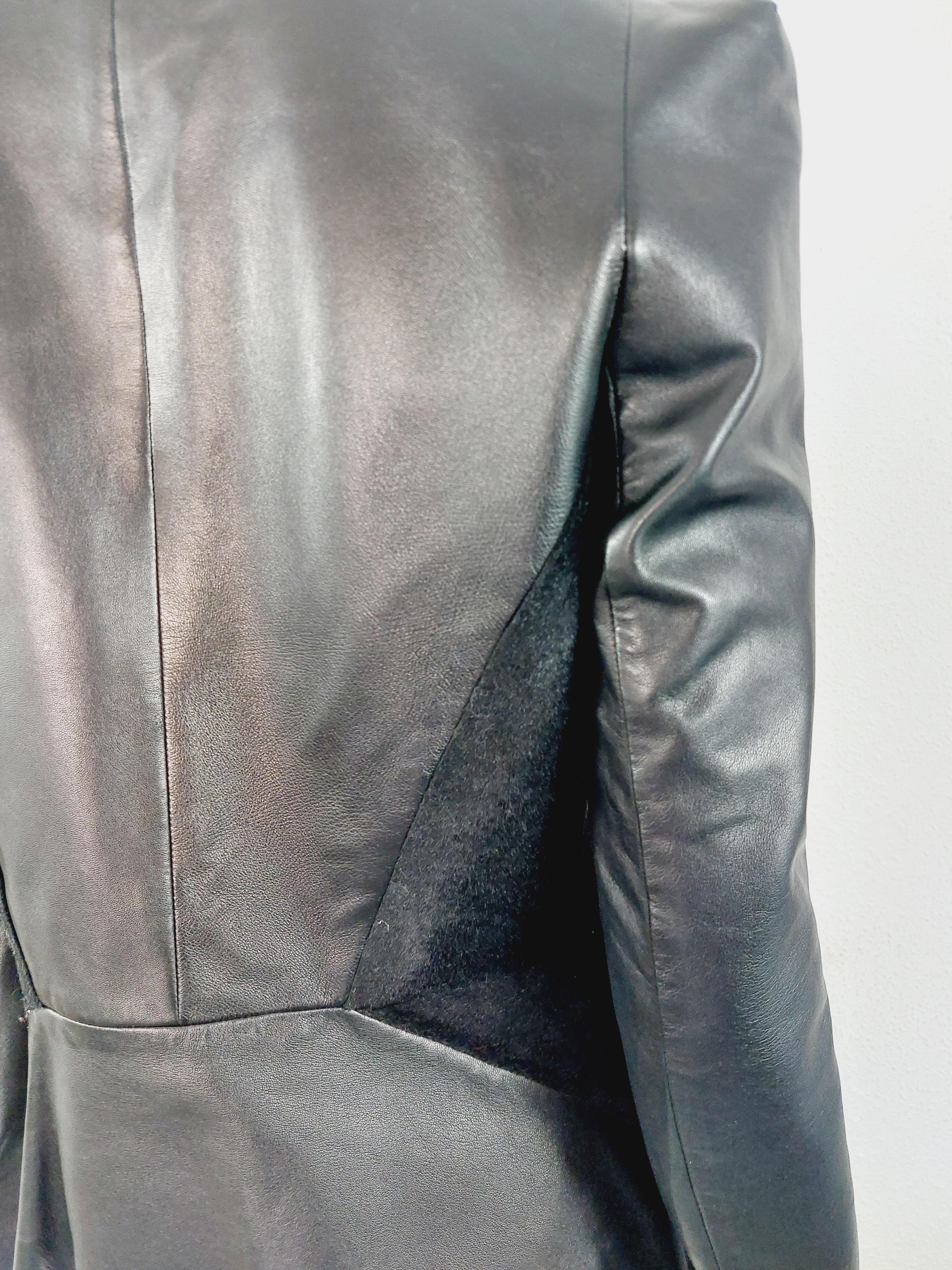 Thierry Mugler Couture Leather Lambskin Runway Motorcycle Wasp Waist Jacket In Excellent Condition For Sale In PARIS, FR