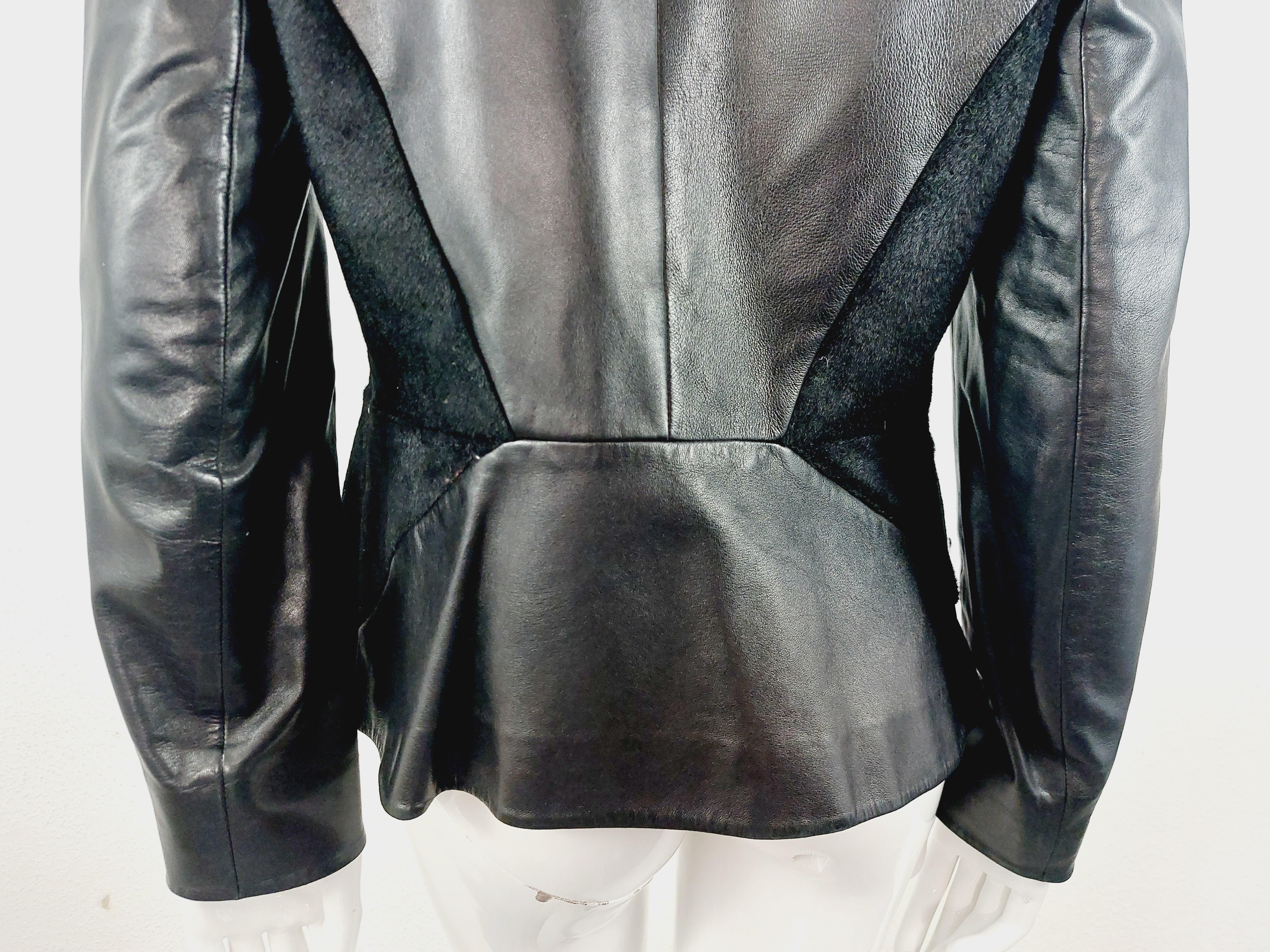 Women's Thierry Mugler Couture Leather Lambskin Runway Motorcycle Wasp Waist Jacket For Sale