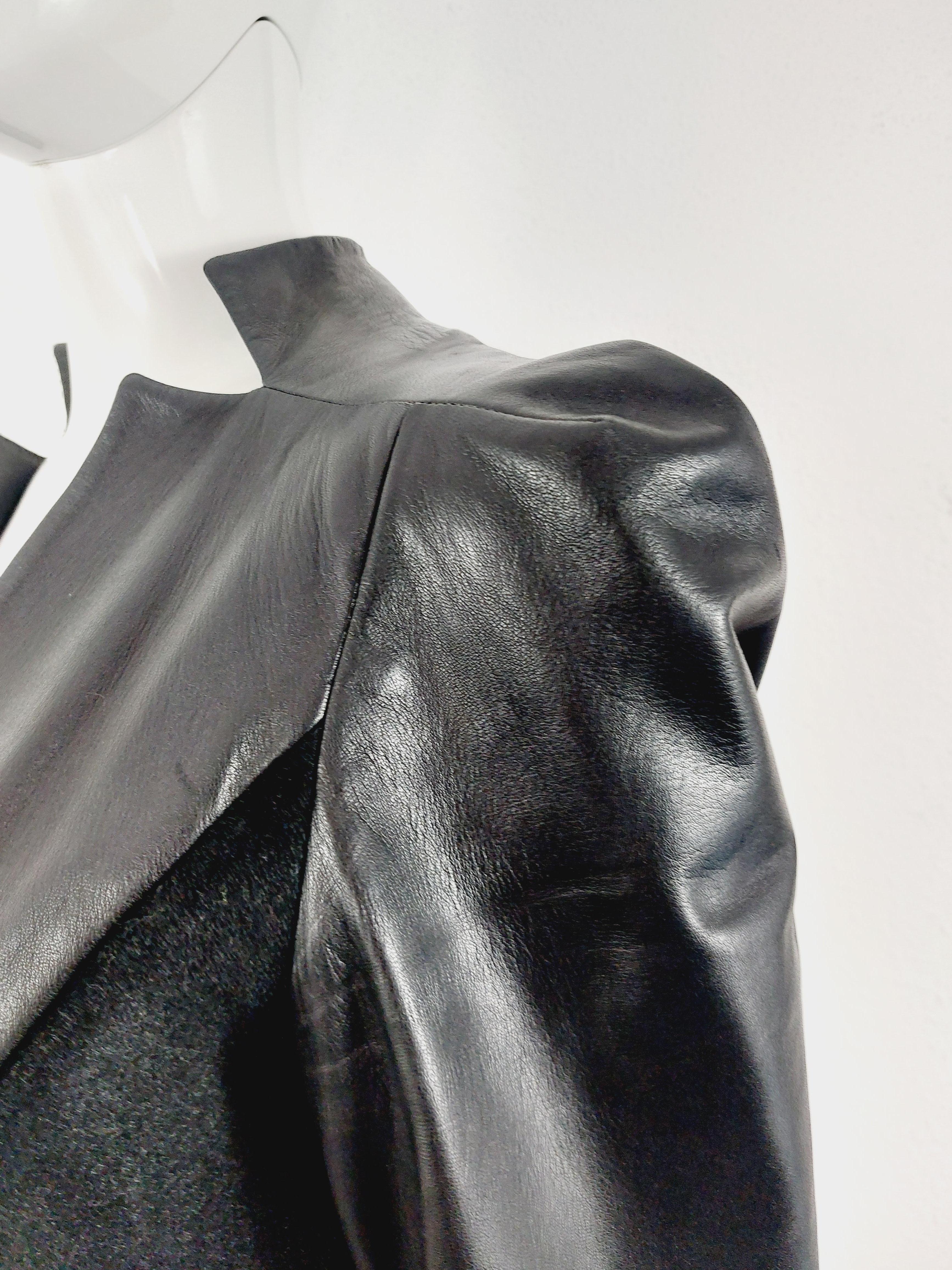 Thierry Mugler Couture Leather Lambskin Runway Motorcycle Wasp Waist Jacket For Sale 2