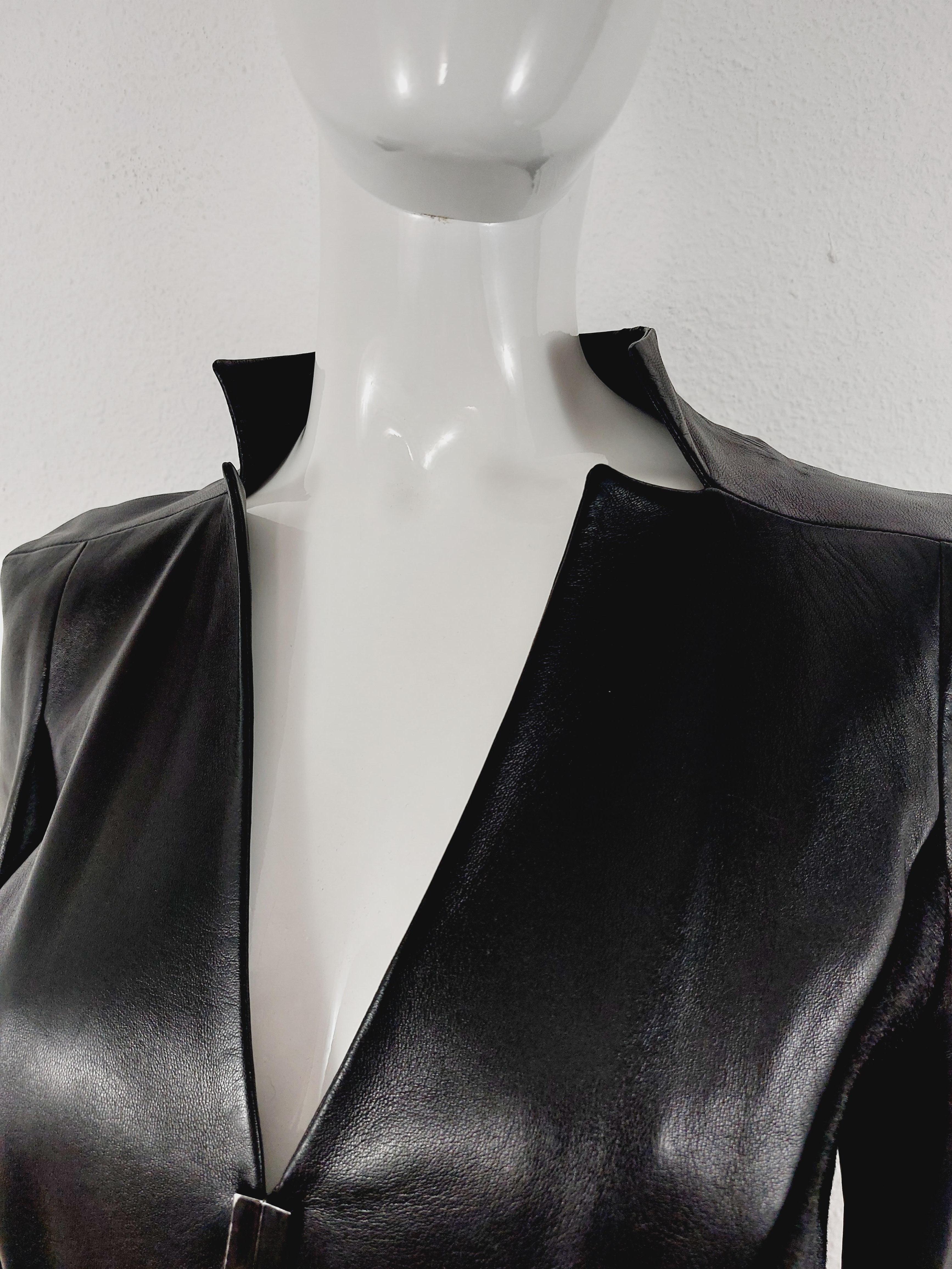 Thierry Mugler Couture Leather Lambskin Runway Motorcycle Wasp Waist Jacket For Sale 5