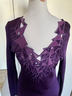 THIERRY MUGLER couture. Purple viscose and leather dress