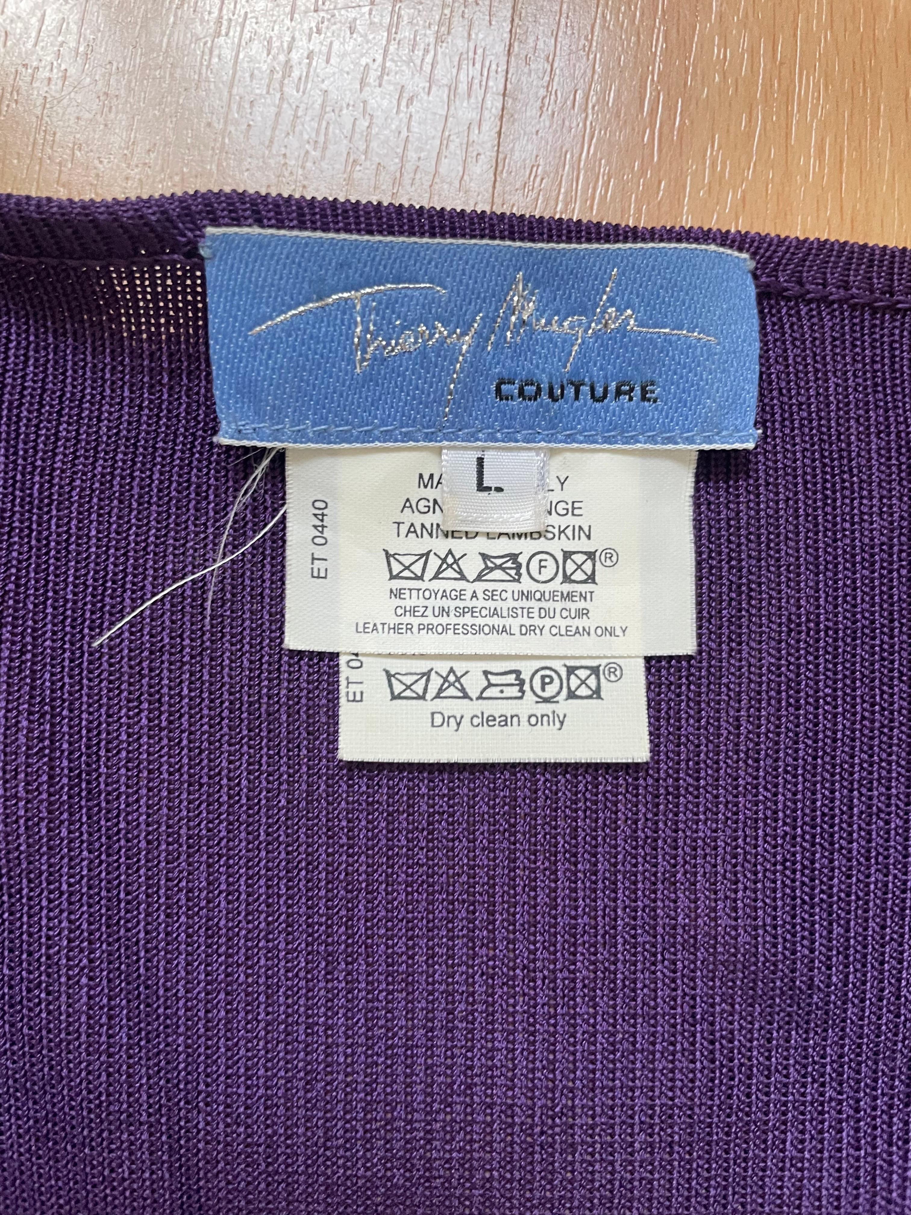 THIERRY MUGLER Couture. Lila Kleid aus Viskose und Leder Damen im Angebot