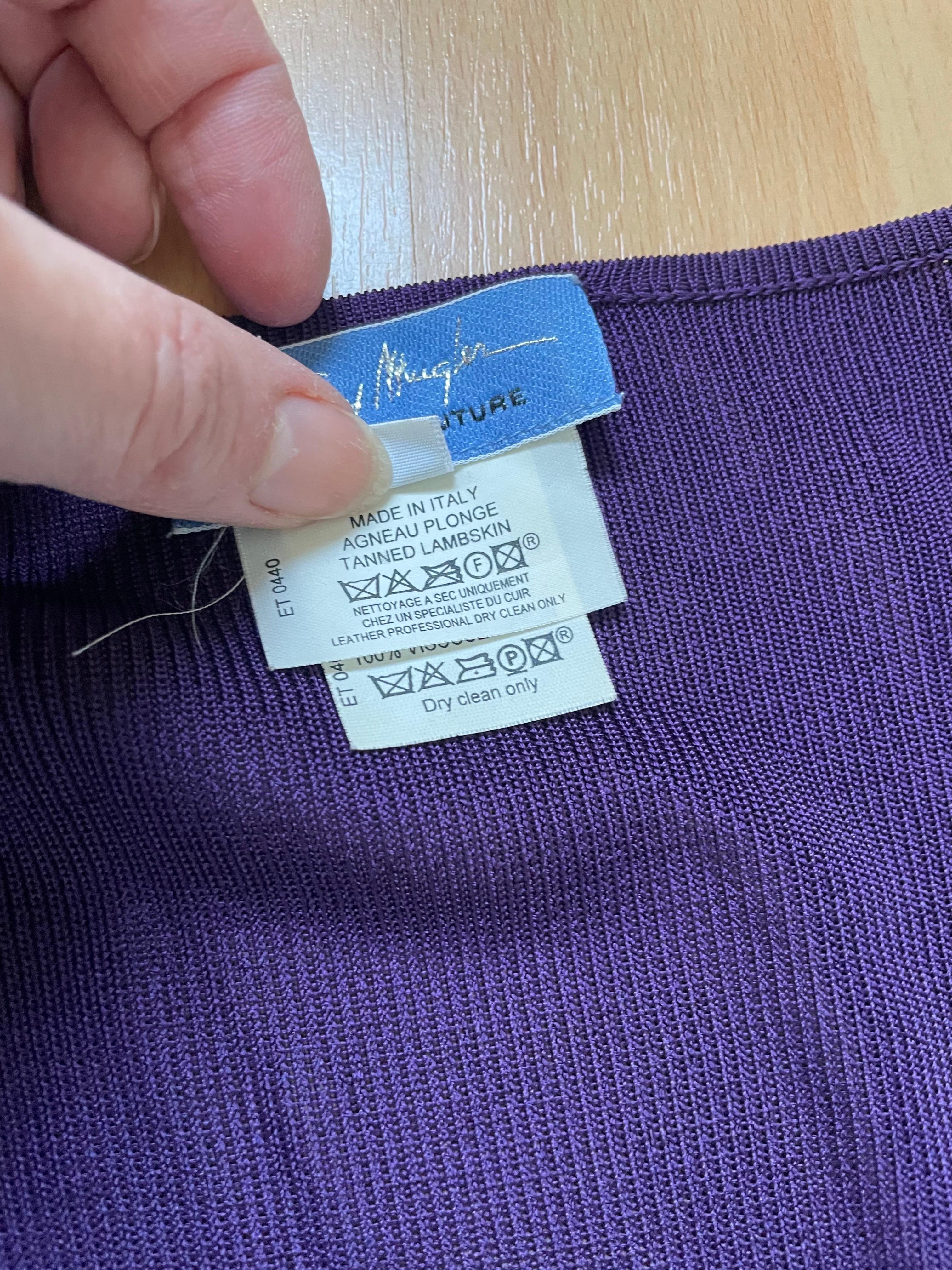 THIERRY MUGLER Couture. Lila Kleid aus Viskose und Leder im Angebot 2