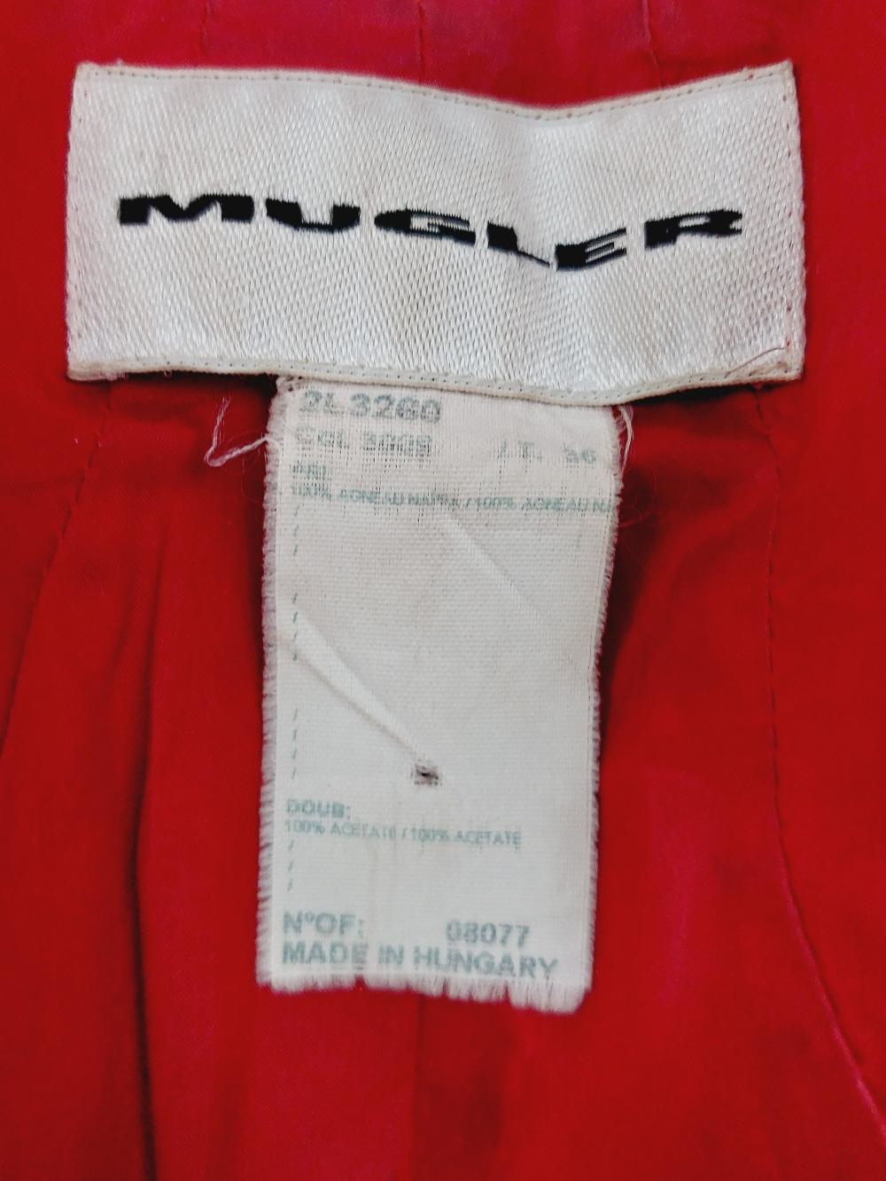 Thierry Mugler Couture Red Leather Lamb Runway Wasp Waist Motorcycle 90s Jacket 9
