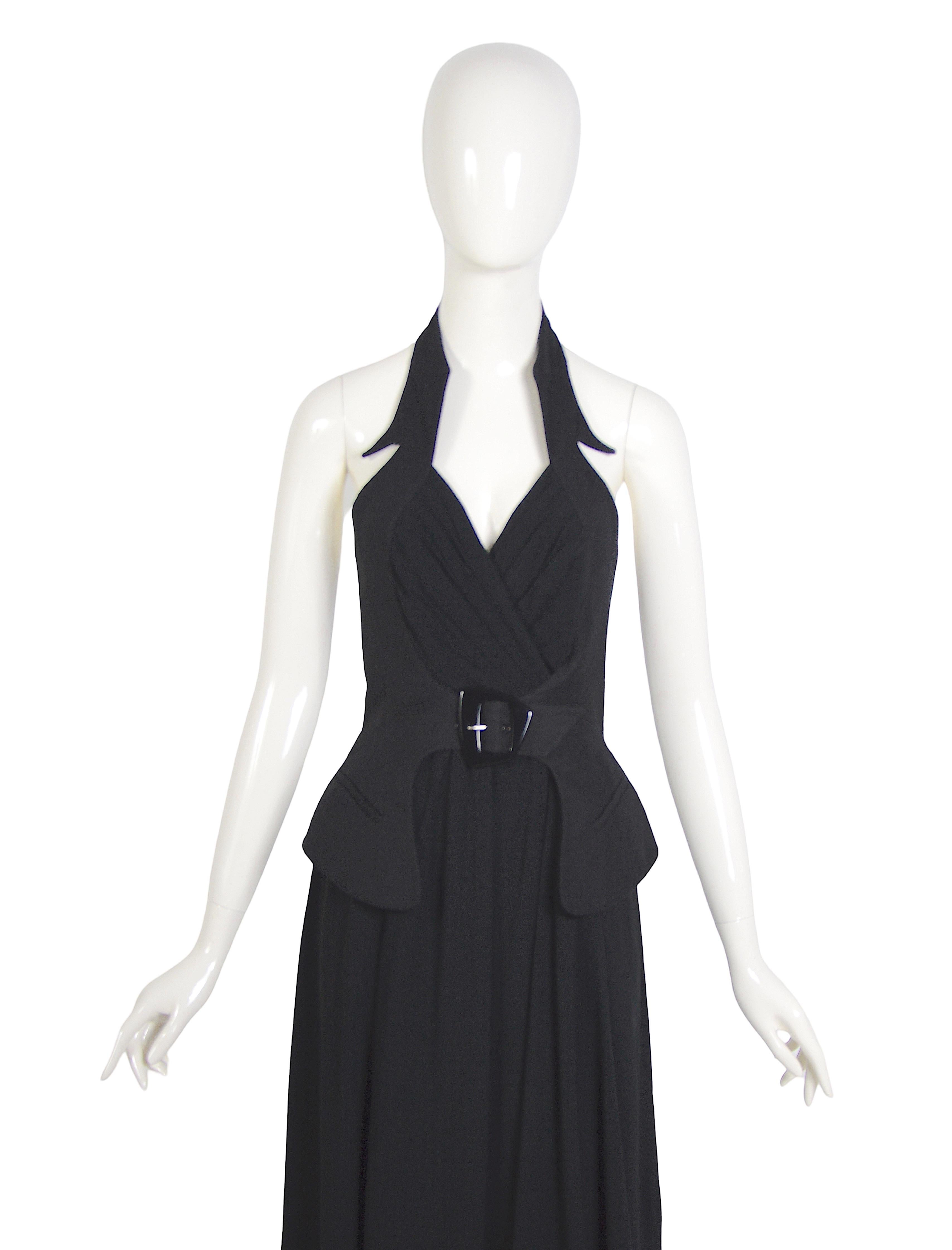 Thierry Mugler Couture Frühjahr Sommer 1992 Vintage Sammler Schwarzes Neckholder-Kleid mit Neckholder im Angebot 7