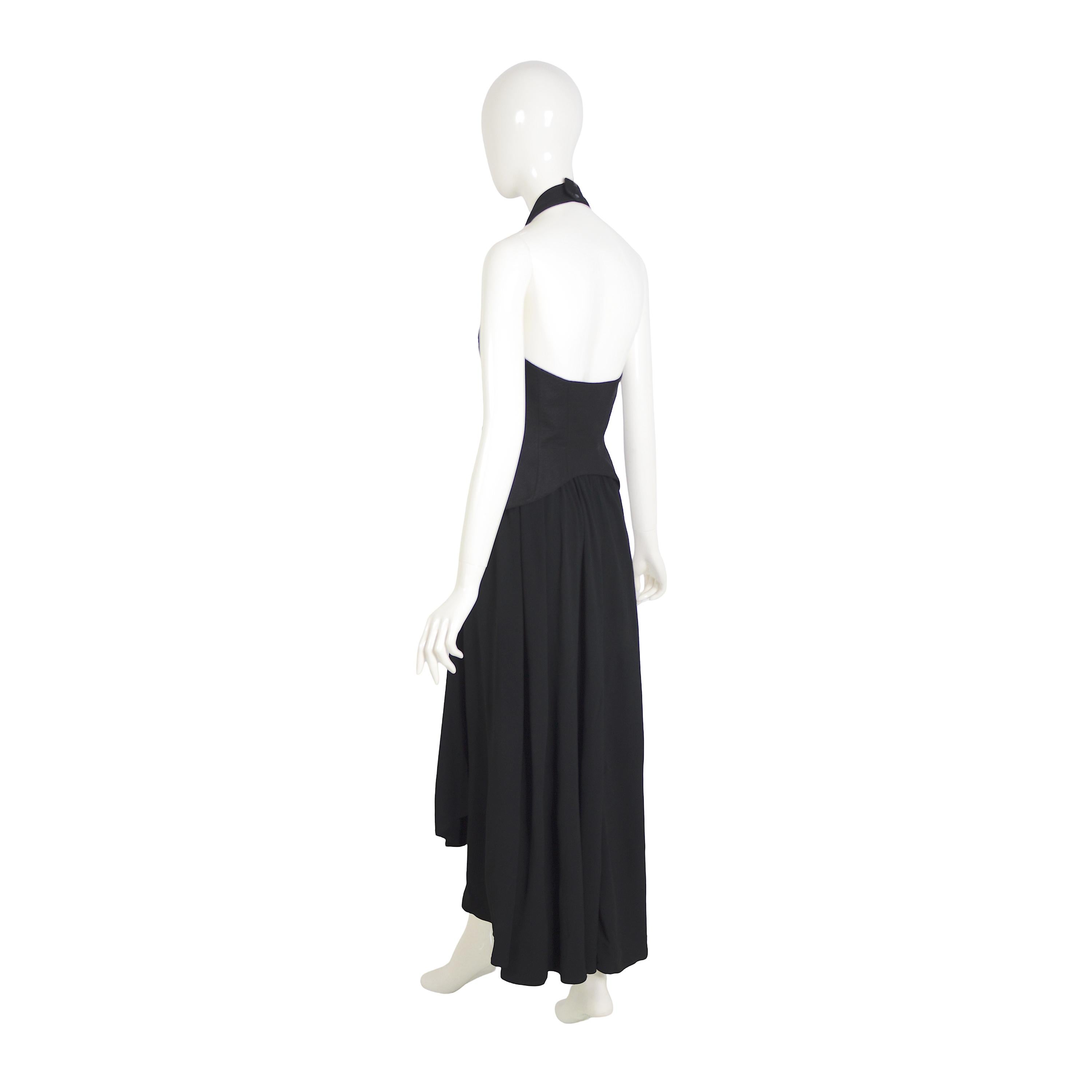 Thierry Mugler Couture Frühjahr Sommer 1992 Vintage Sammler Schwarzes Neckholder-Kleid mit Neckholder im Angebot 2