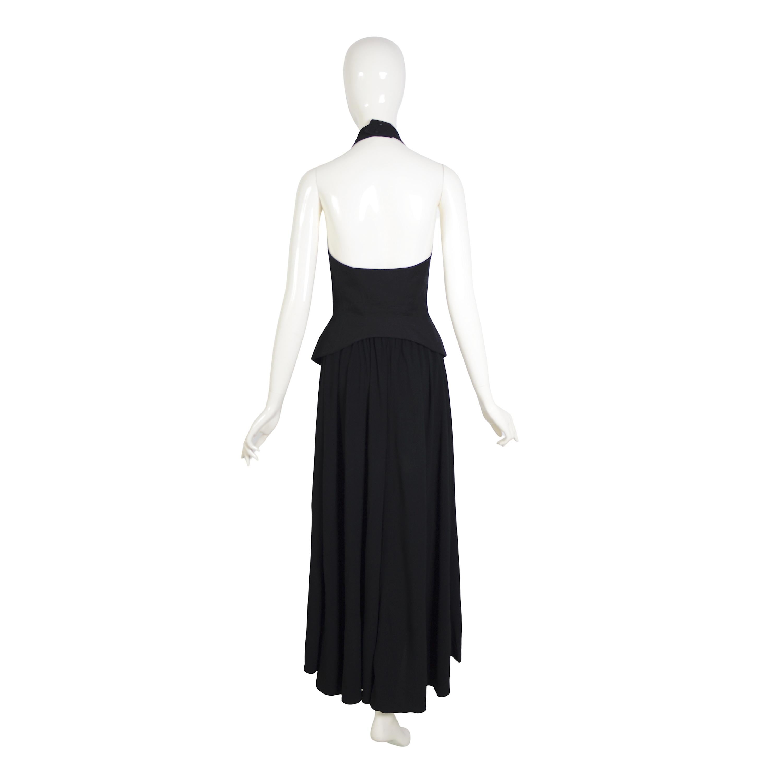 Thierry Mugler Couture Frühjahr Sommer 1992 Vintage Sammler Schwarzes Neckholder-Kleid mit Neckholder im Angebot 3