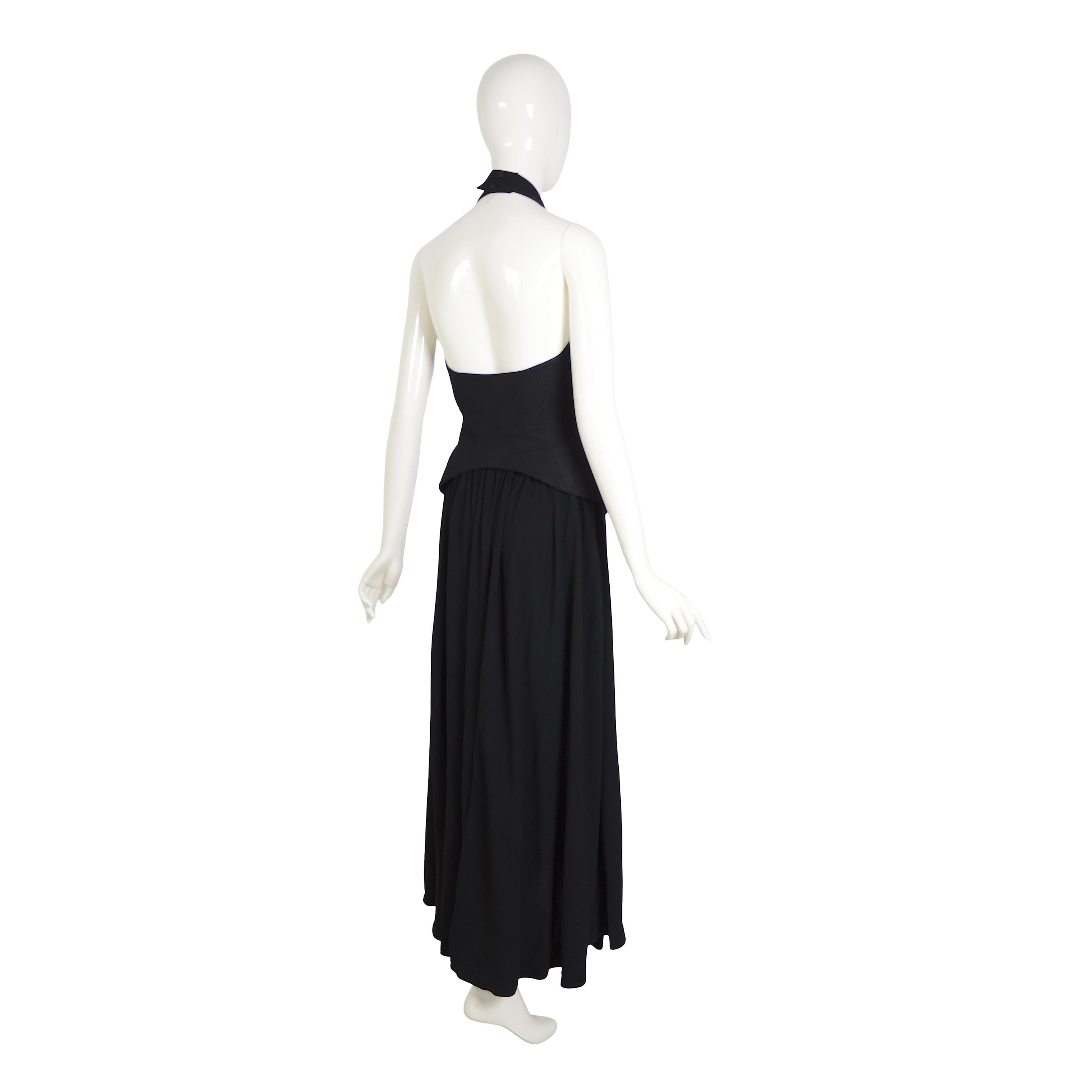 Thierry Mugler Couture Frühjahr Sommer 1992 Vintage Sammler Schwarzes Neckholder-Kleid mit Neckholder im Angebot 4