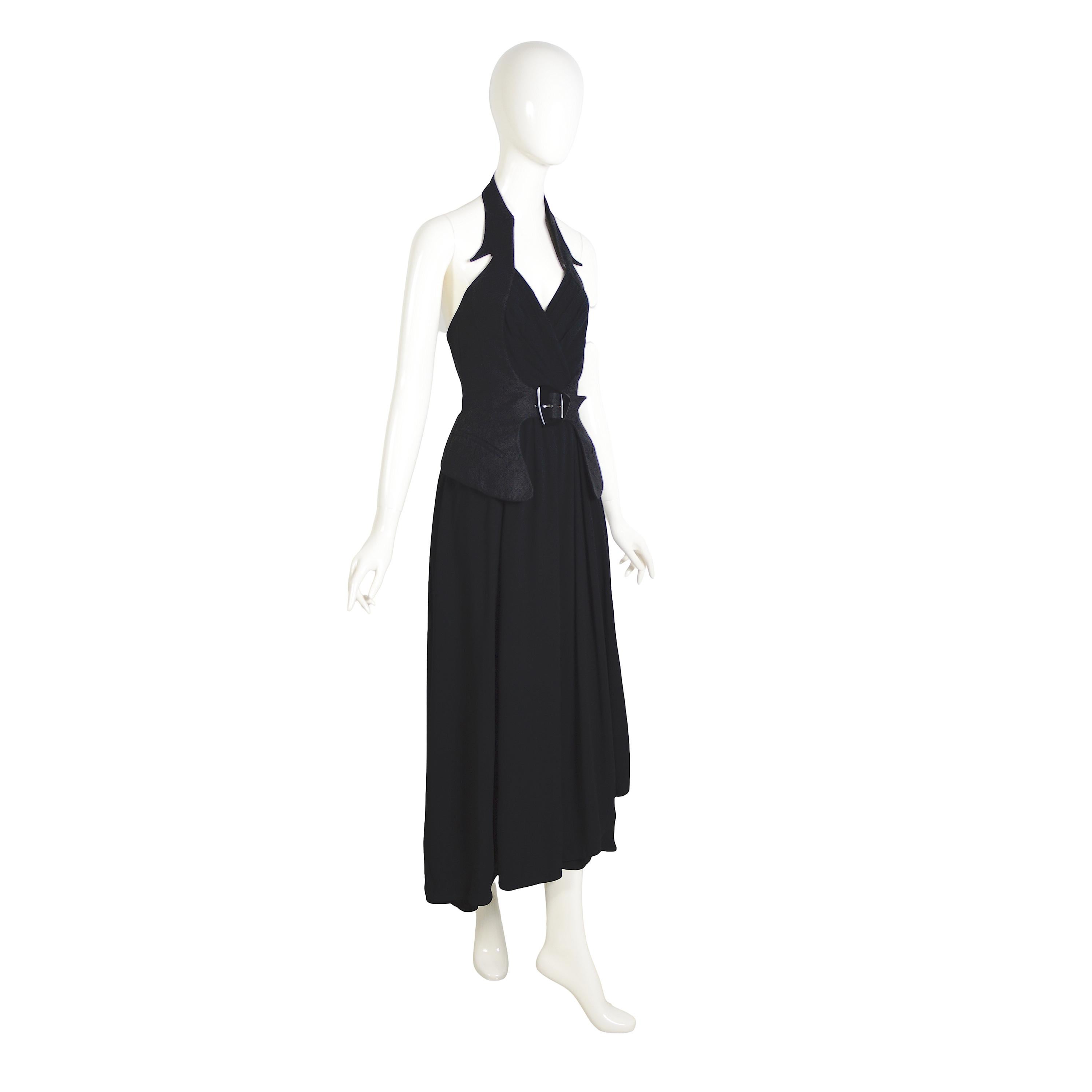 Thierry Mugler Couture Frühjahr Sommer 1992 Vintage Sammler Schwarzes Neckholder-Kleid mit Neckholder im Angebot 6