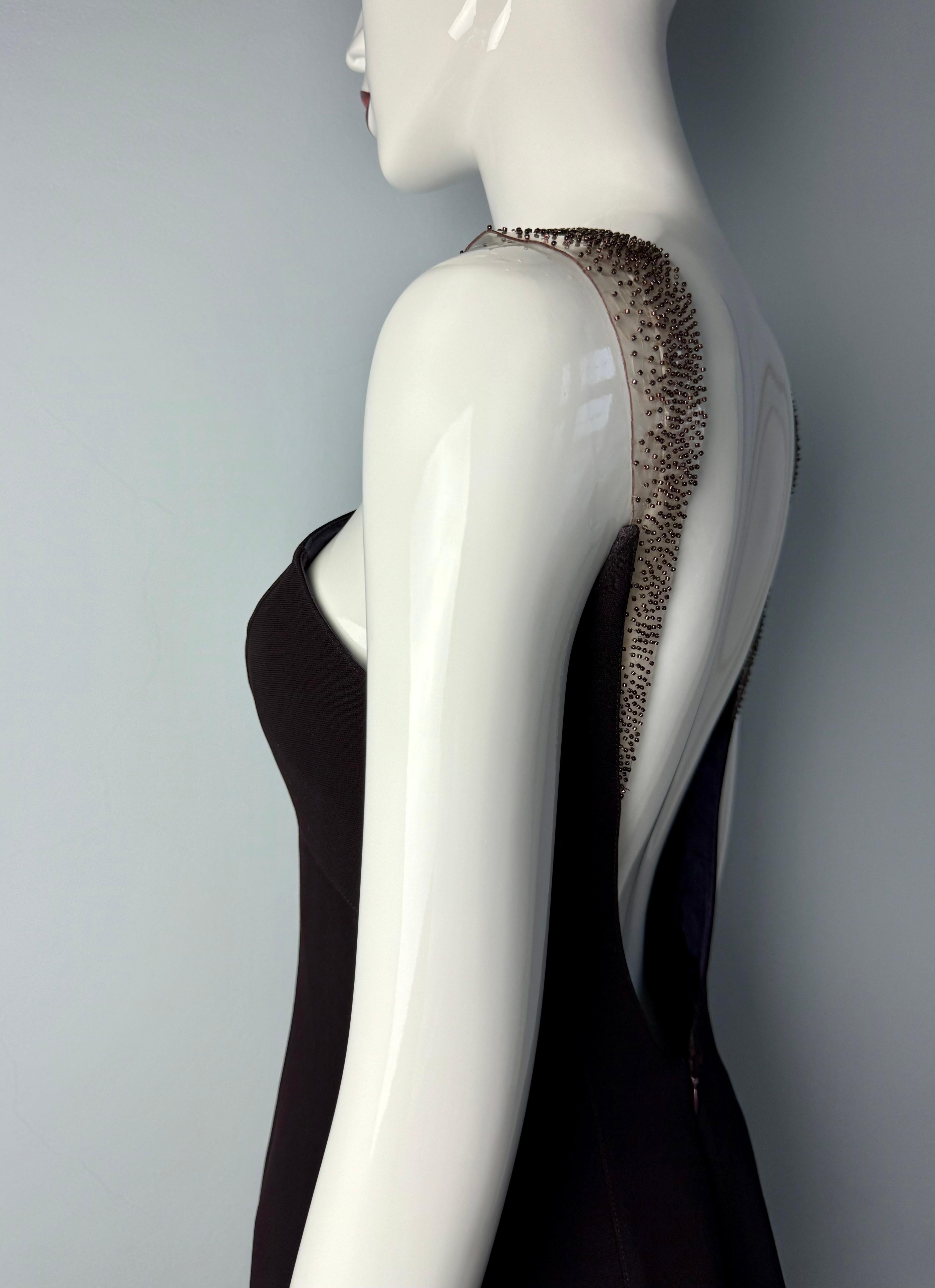 Thierry Mugler Couture SS 2001 Perlenbesetztes Abendkleid (Schwarz) im Angebot