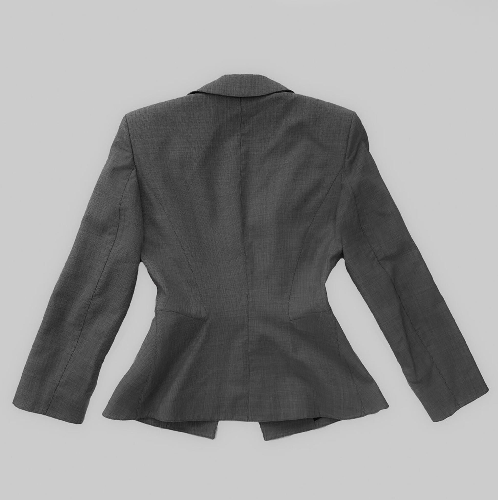 Thierry Mugler Couture Suit Blazer Skirt Jacket Metal Lock  Wool Mohair 90s For Sale 1