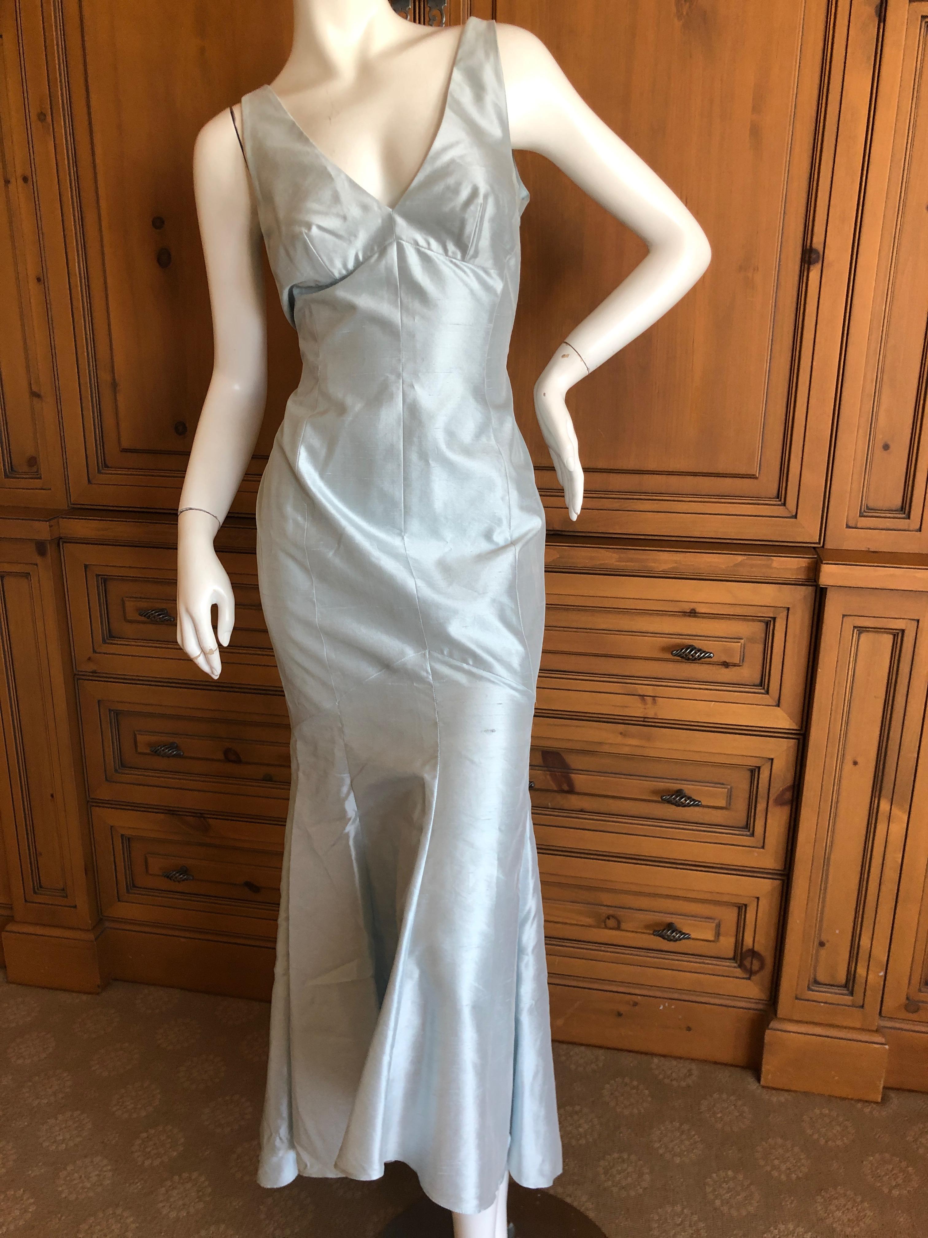 Gray Thierry Mugler Couture Vintage 1980's Dupioni Silk Lace Up Evening Dress  For Sale