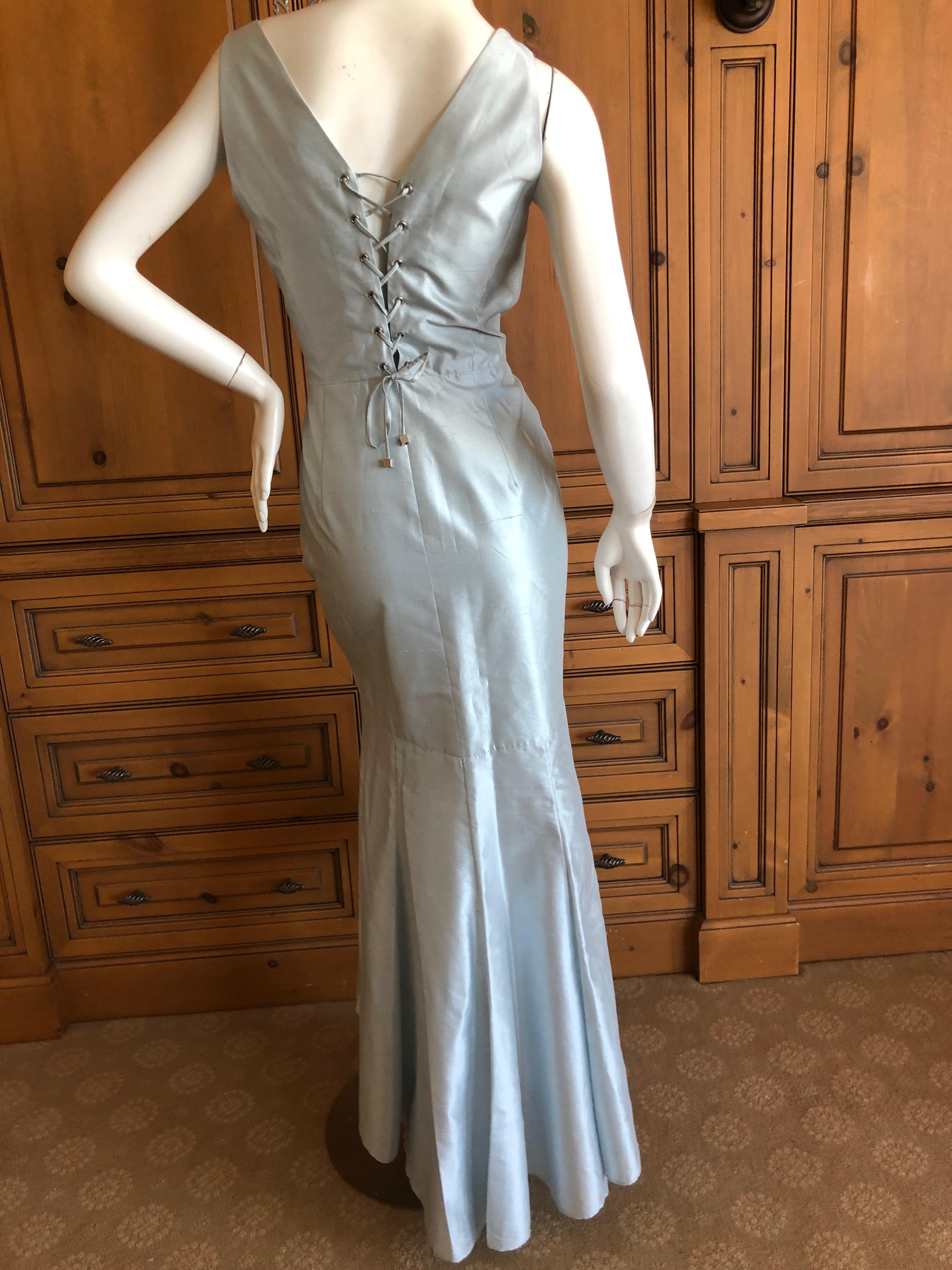 Thierry Mugler Couture Vintage 1980's Dupioni Silk Lace Up Evening Dress  For Sale 3