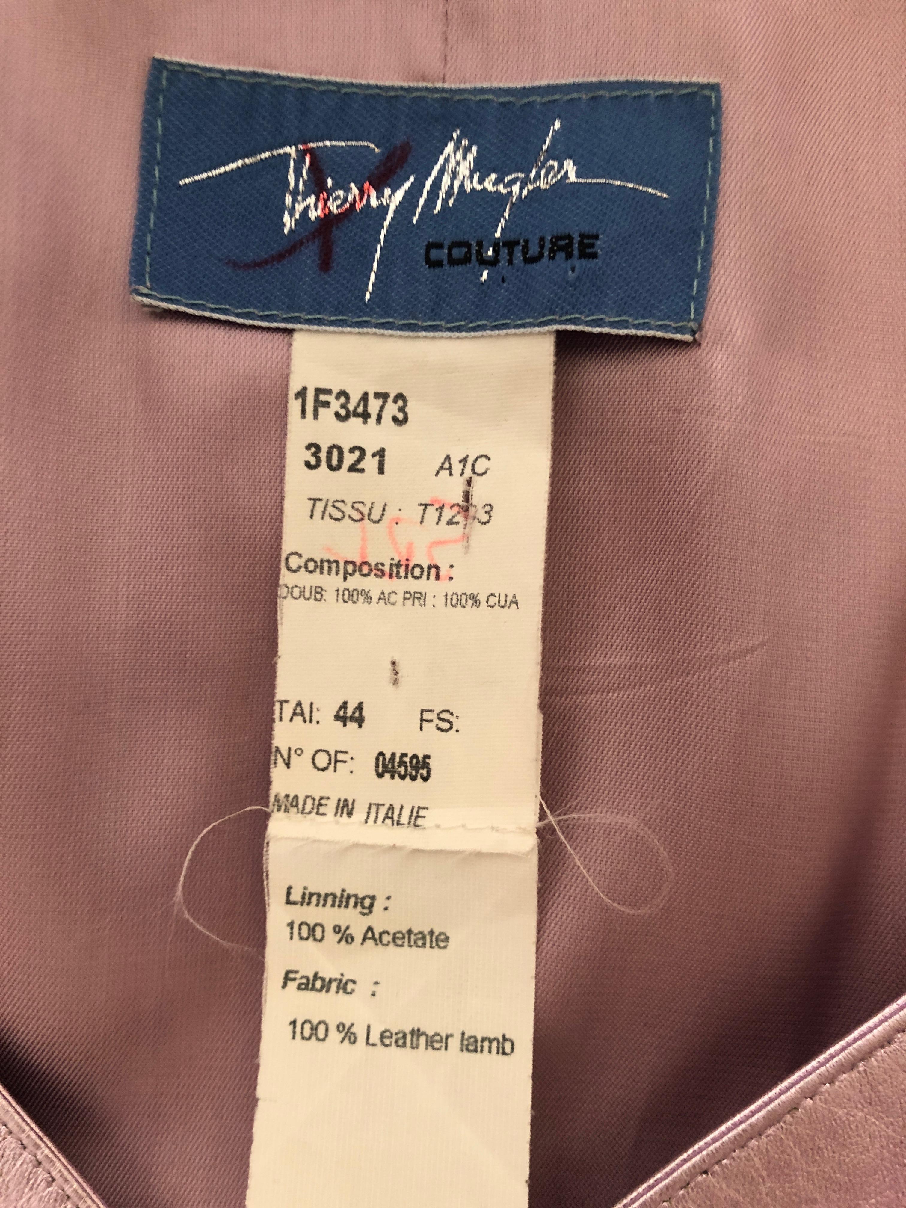 Thierry Mugler Couture Vintage 1980's Metallic Silver Leather Jacket Size 44 For Sale 2