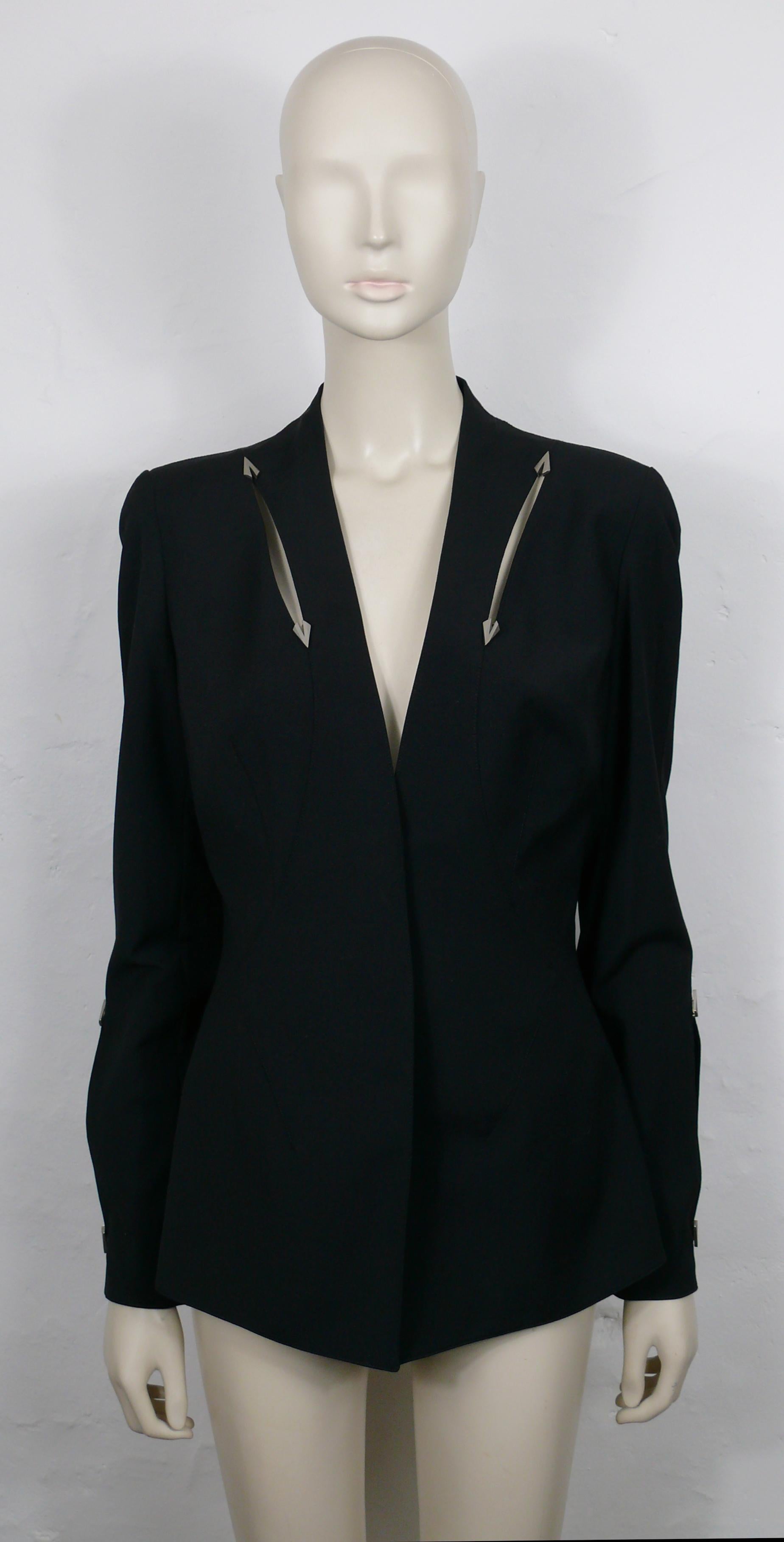 THIERRY MUGLER Couture Vintage Black Cut Out Jacket In Good Condition For Sale In Nice, FR