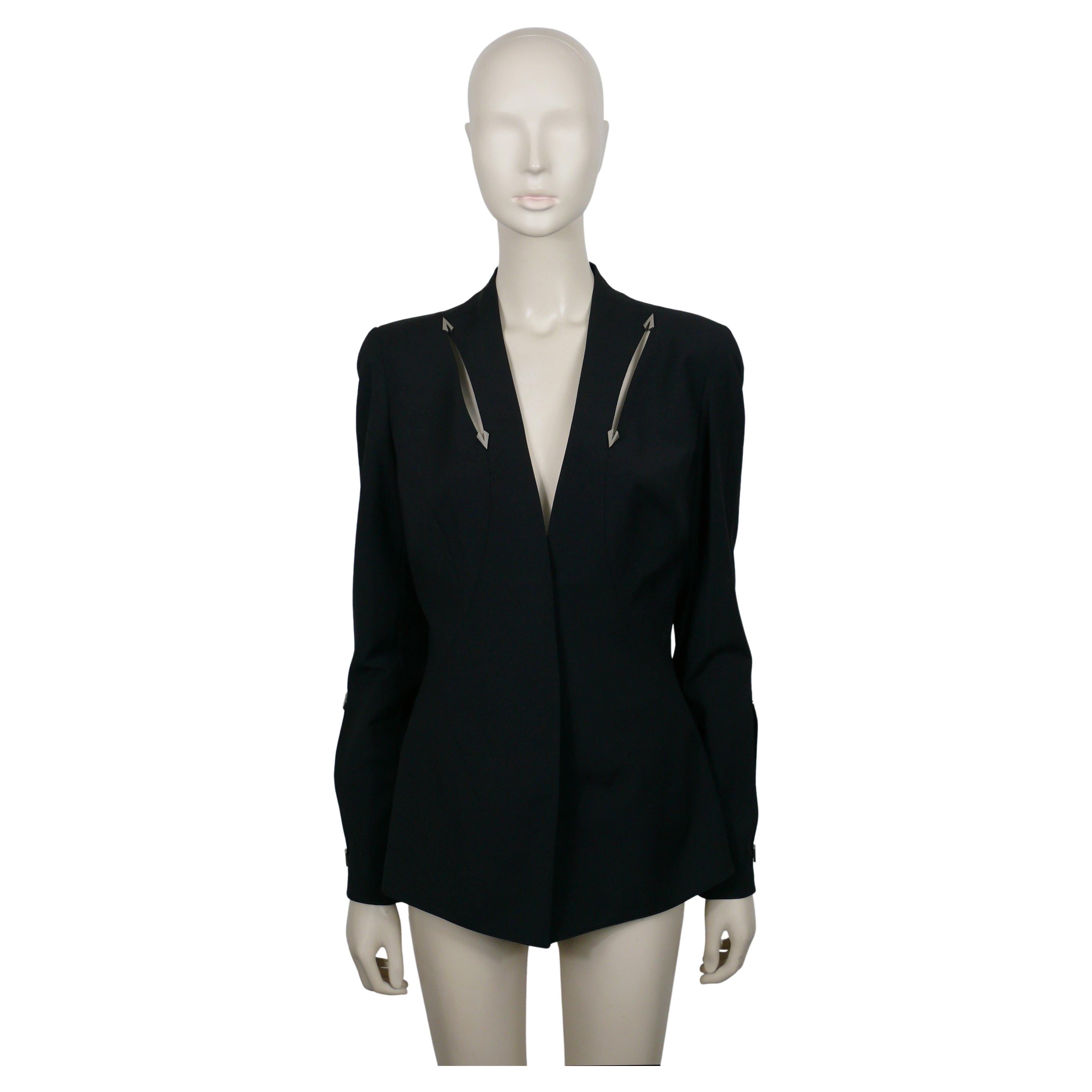 THIERRY MUGLER Couture Vintage Black Cut Out Jacket For Sale