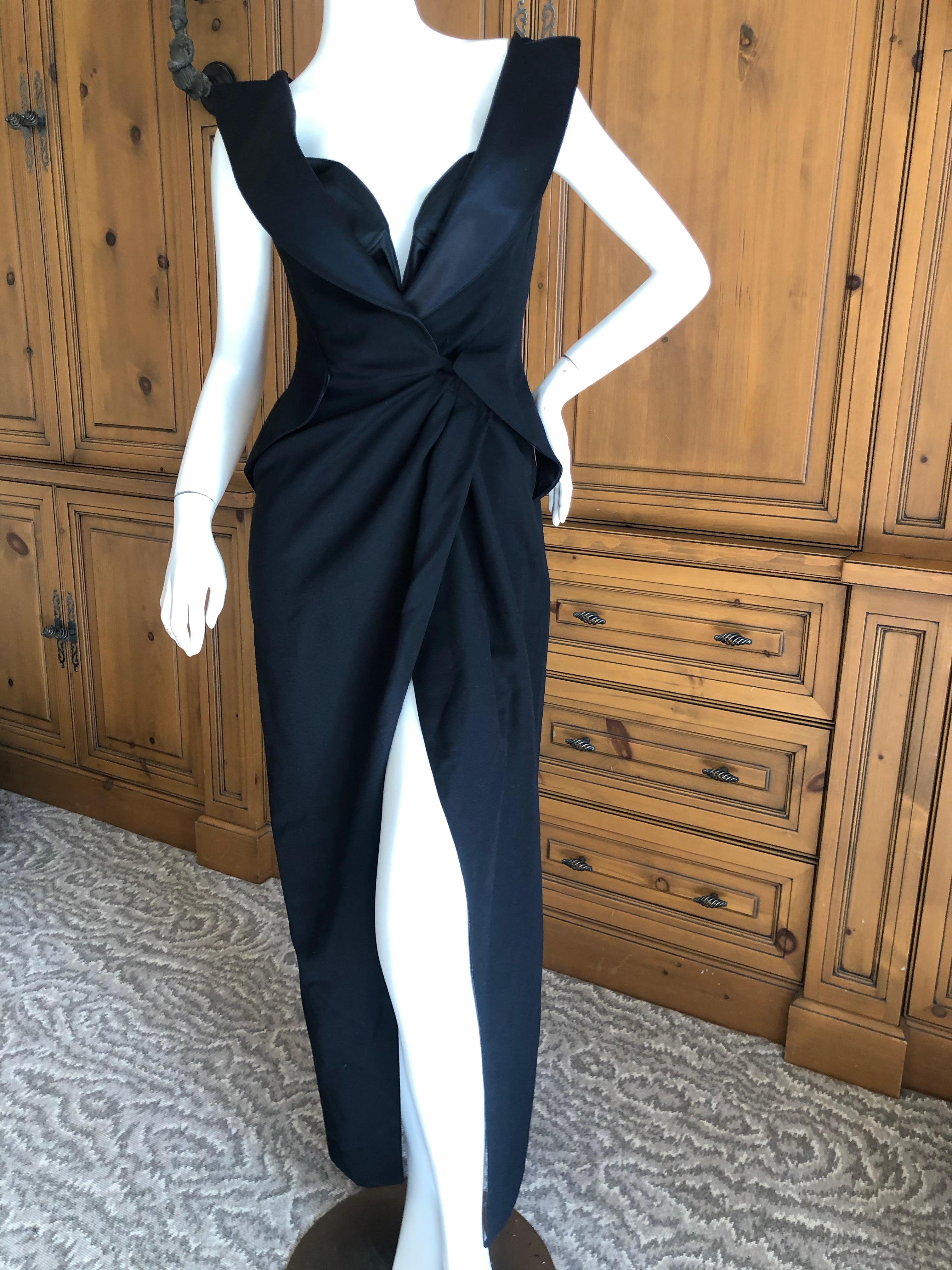 Thierry Mugler Couture Vintage Black Peak Lapel Tuxedo Dress w Separate Corset In Excellent Condition In Cloverdale, CA
