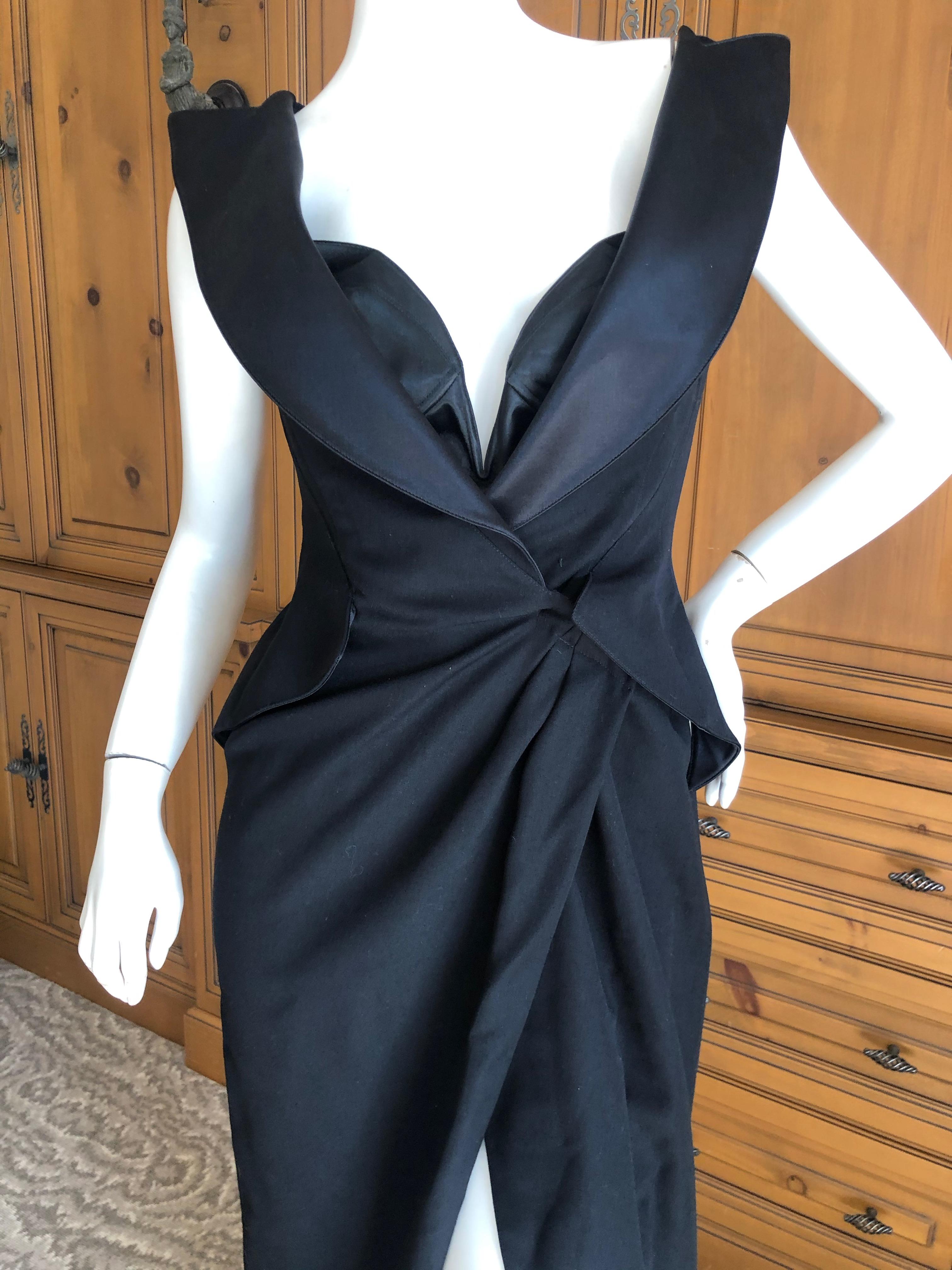 Women's Thierry Mugler Couture Vintage Black Peak Lapel Tuxedo Dress w Separate Corset