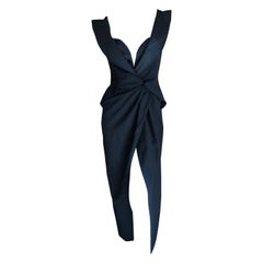 Thierry Mugler Couture Vintage Black Peak Lapel Tuxedo Dress w Separate Corset
