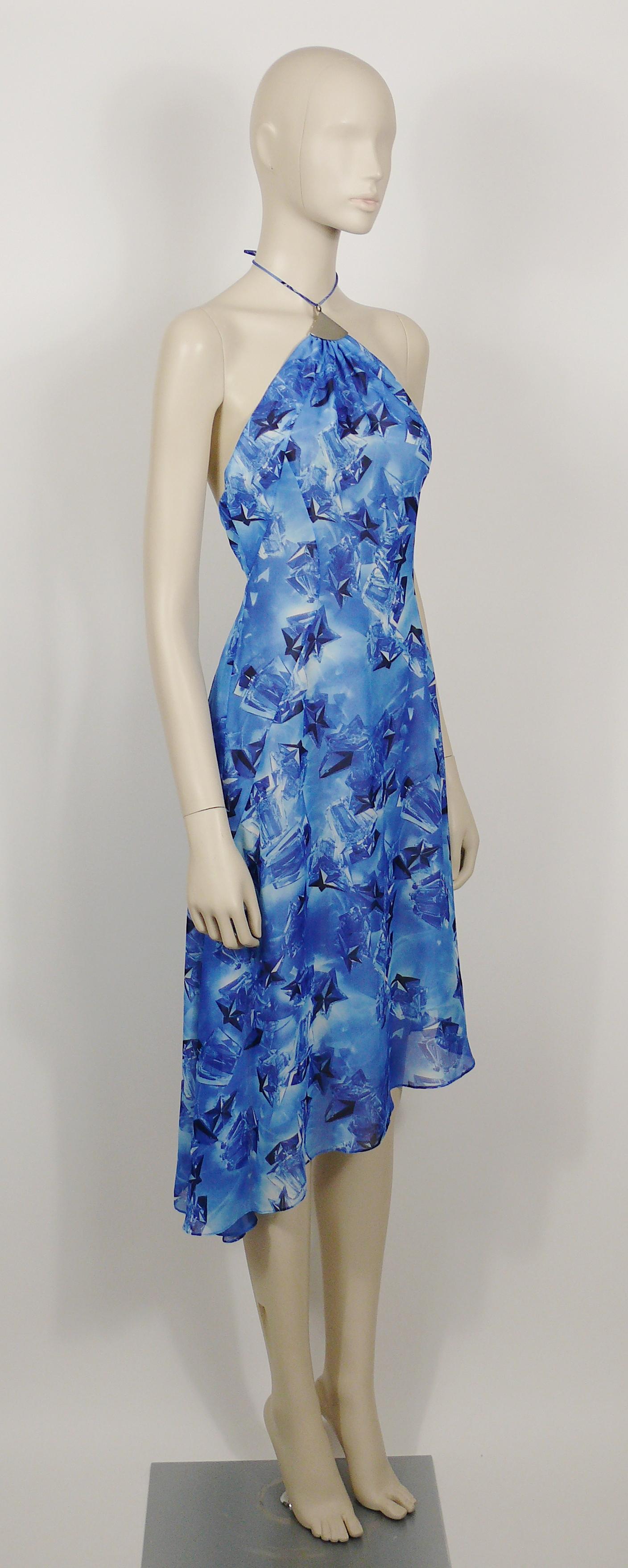 THIERRY MUGLER Couture vintage rare iconic angel flacon print asymetric halter dress.

Spaghetti strap.
Silver toned hardware.
Back zippered closure.

Label reads THIERRY MUGLER Couture.
Made in France.

Size label reads : 36.

Composition label