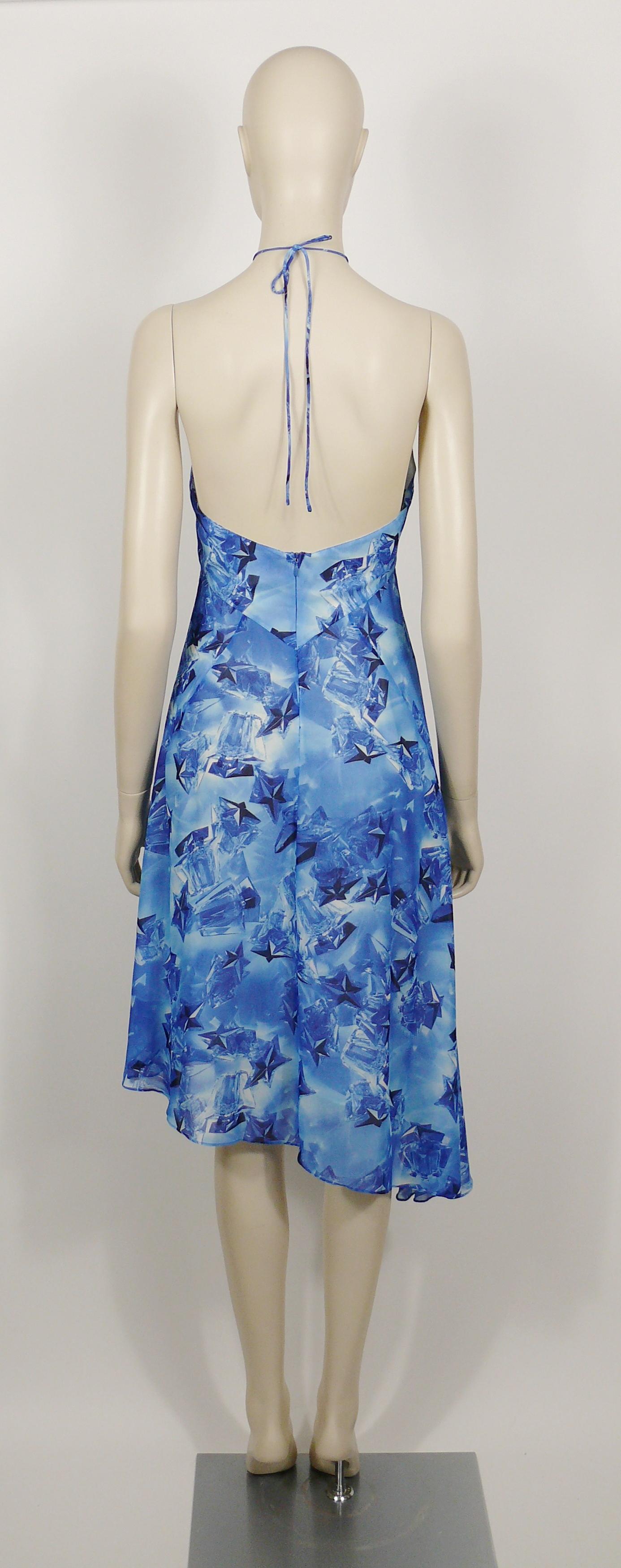 Thierry Mugler Couture Vintage Iconic Angel Flacon Print Asymetric Halter Dress For Sale 1