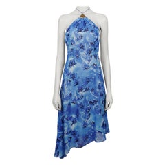Thierry Mugler Couture Vintage Iconic Angel Flacon Print Asymetric Halter Dress