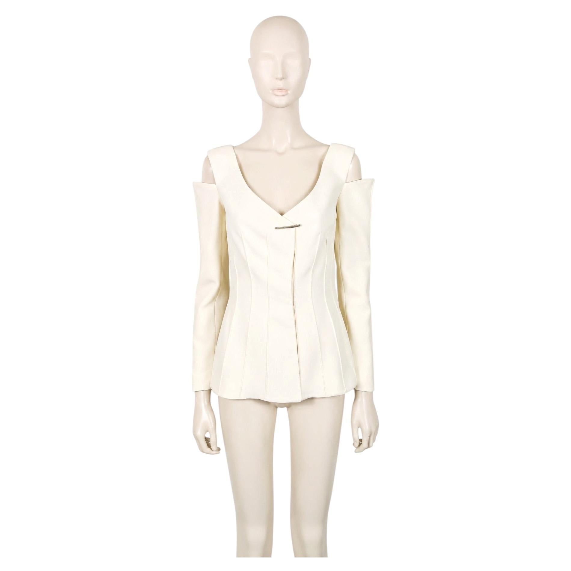Giacca scultorea con spalle scoperte Thierry Mugler Couture Vintage, color bianco sporco