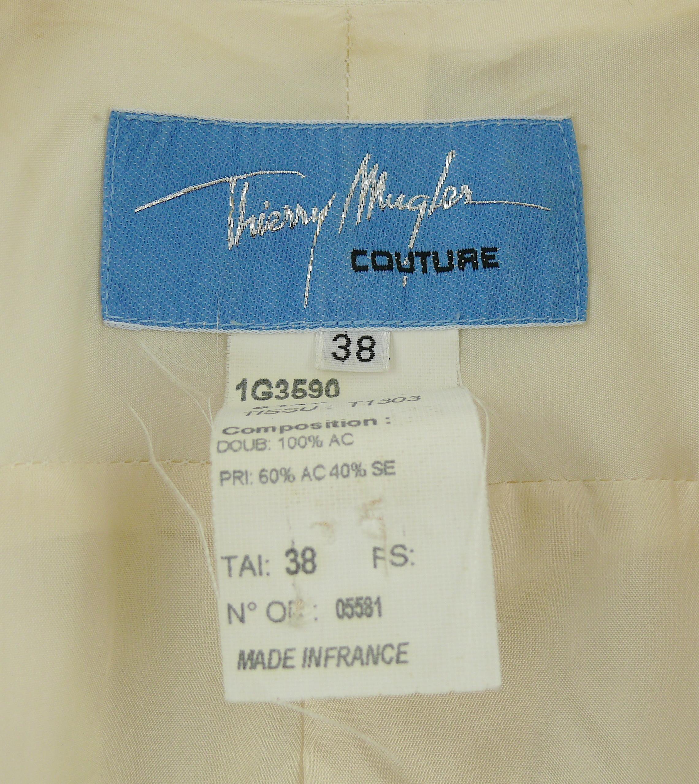 Thierry Mugler Couture Vintage Off White Sequined Jacket For Sale 5