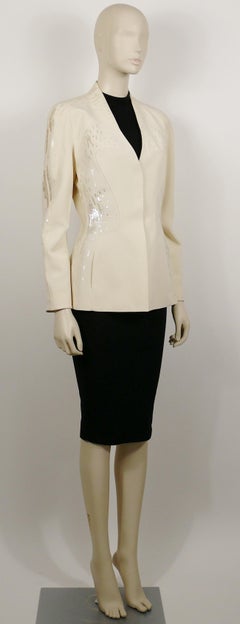 Thierry Mugler Couture Vintage Off White Sequined Jacket