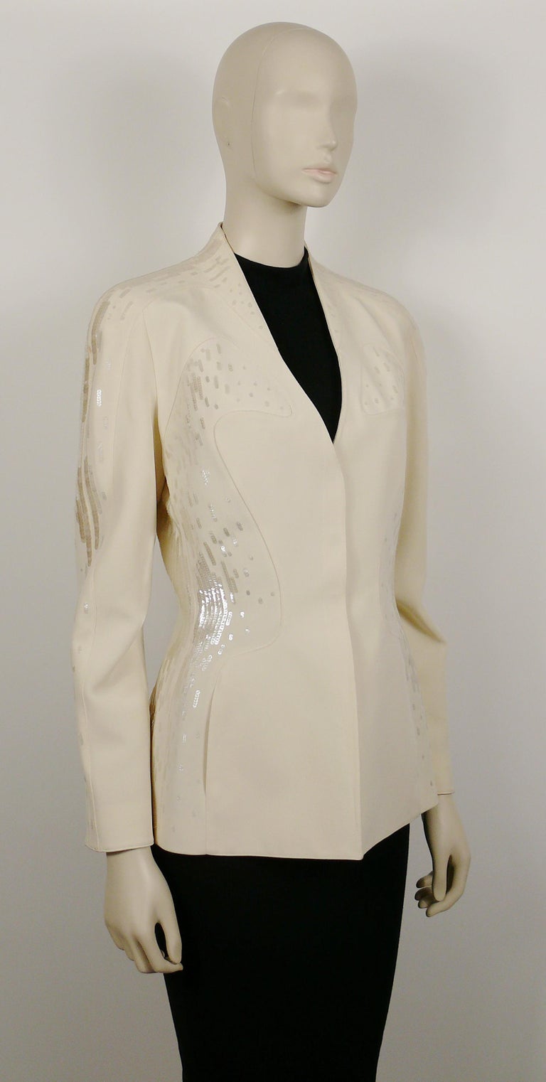 Veste Blazer Vintage Thierry Mugler - Taille 36 - Made In France - Argenté