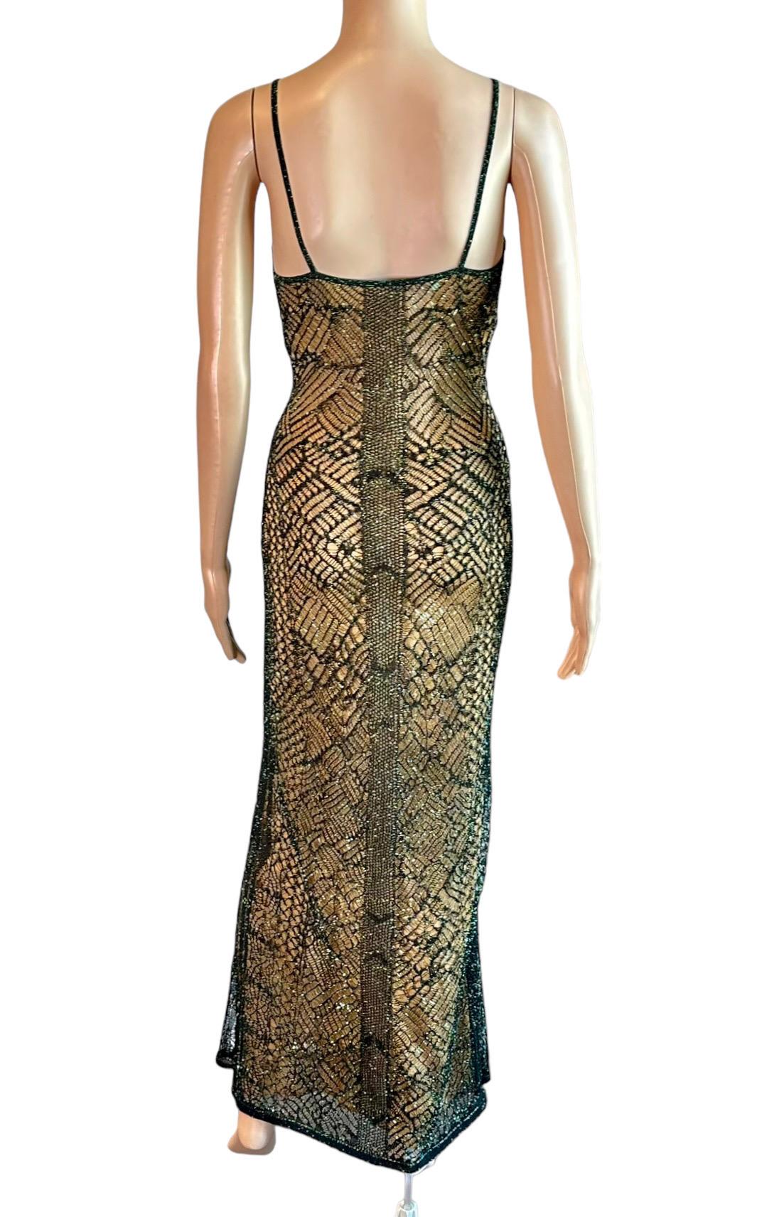 Brown Thierry Mugler Couture Vintage Semi-Sheer Open Knit Crochet Maxi Evening Dress  For Sale