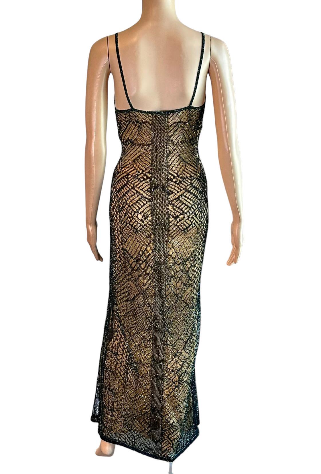 Thierry Mugler Couture Vintage Semi-Sheer Open Knit Crochet Maxi Evening Dress  For Sale 1