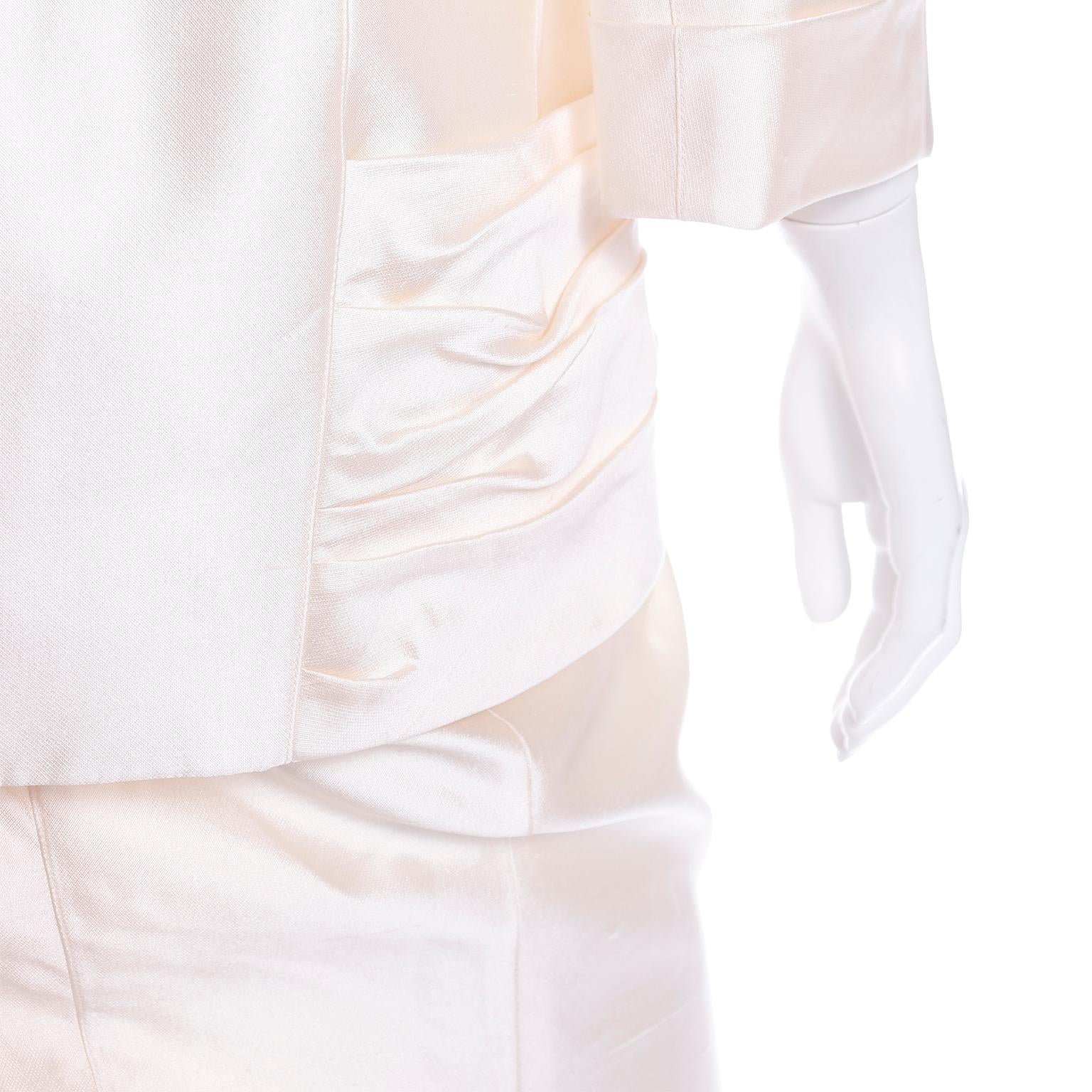 Thierry Mugler Cream Silk 2pc Evening Dress Gown Alternative Jacket & Long Skirt 5