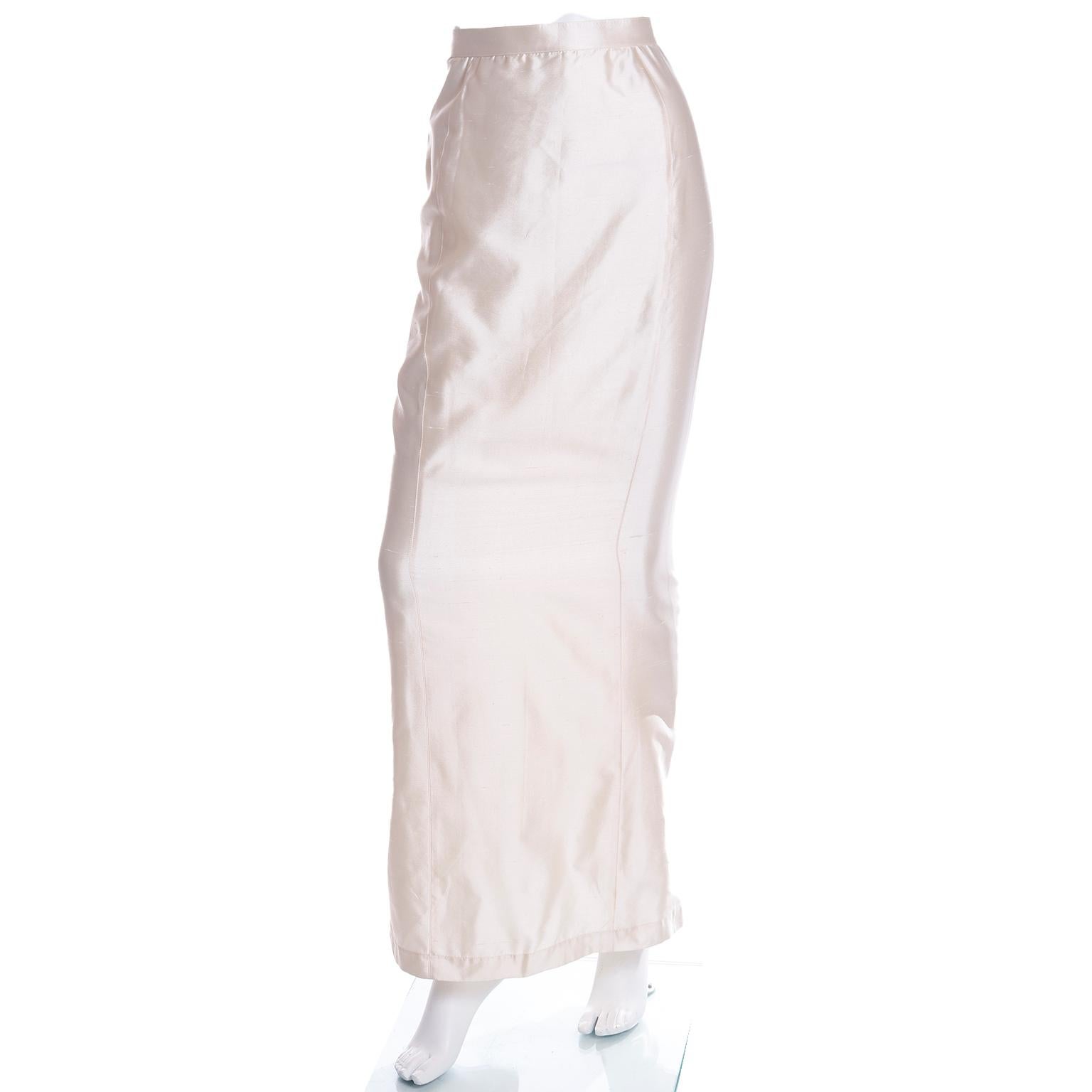Thierry Mugler Cream Silk 2pc Evening Dress Gown Alternative Jacket & Long Skirt 1