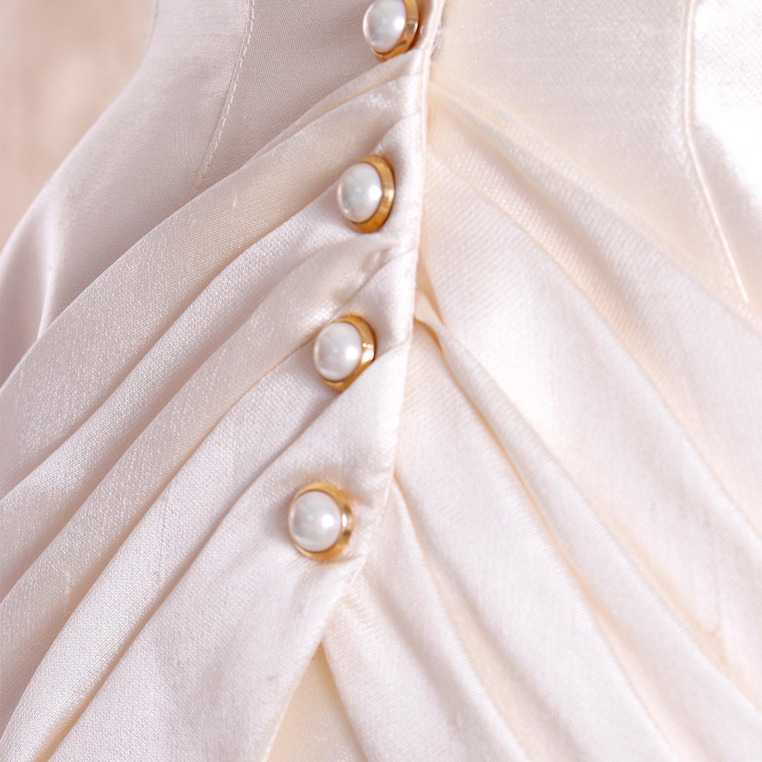 Thierry Mugler Cream Silk 2pc Evening Dress Gown Alternative Jacket & Long Skirt 4