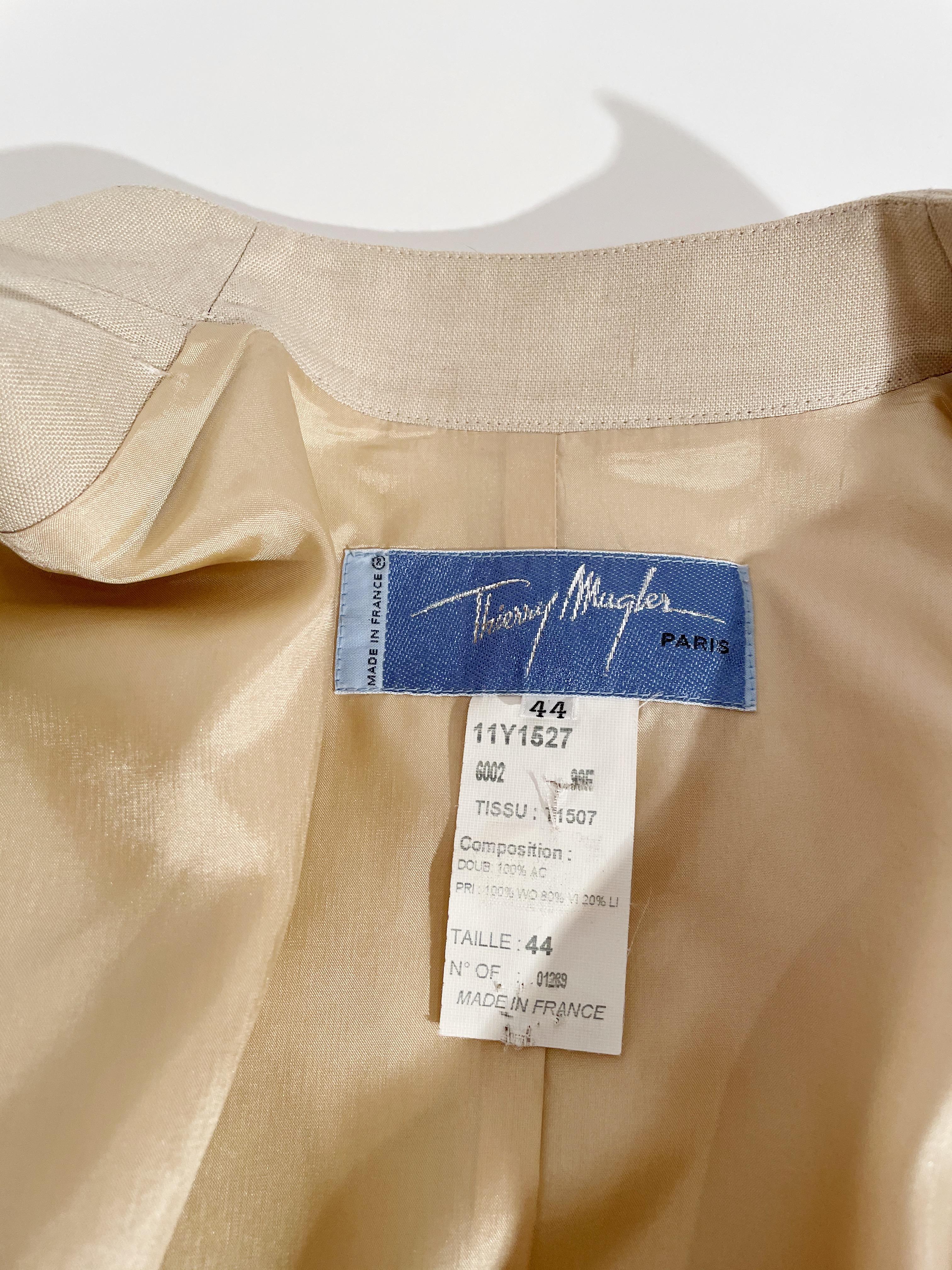 Thierry Mugler Creme Linen Blazer  For Sale 1